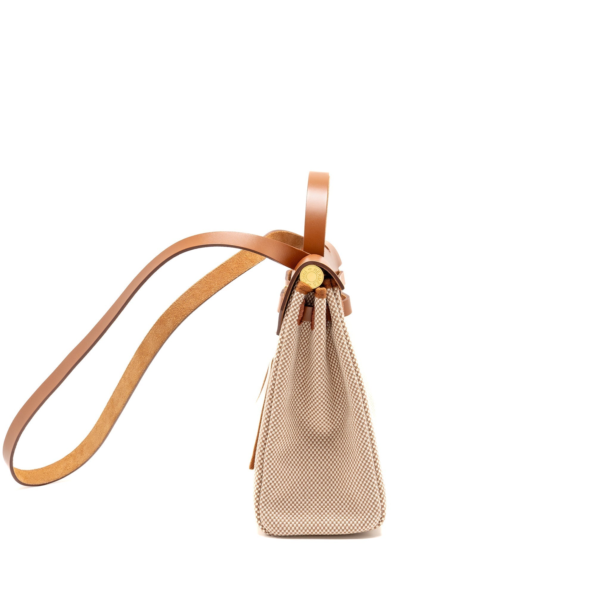 HERMES HERBAG 31 ZIP BAG CANVAS/VACHE HUNTER ECRU-BEIGE/FAUVE GHW