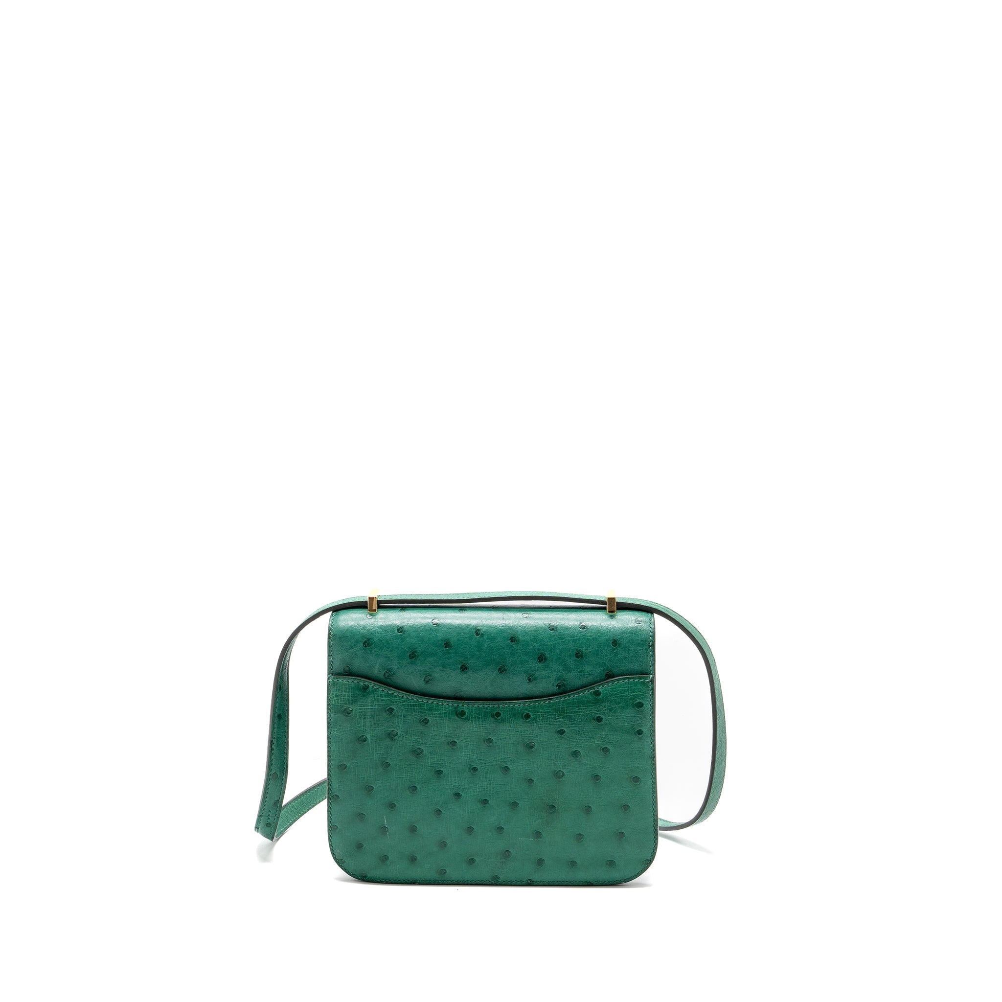 HERMES MINI CONSTANCE OSTRICH VERT VERTIGO GHW