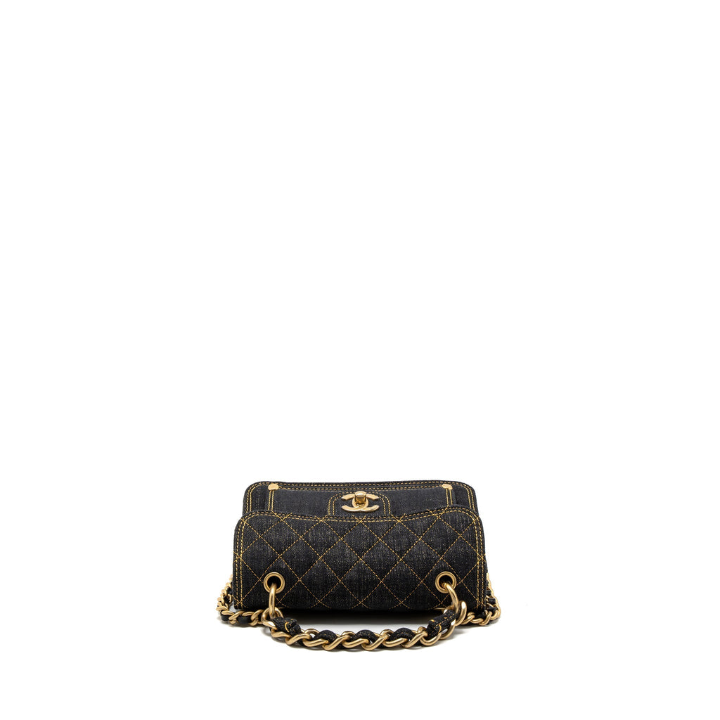 CHANEL 23S FLAP BAG DENIM DARK BLUE BRUSHED GHW (MICROCHIP)