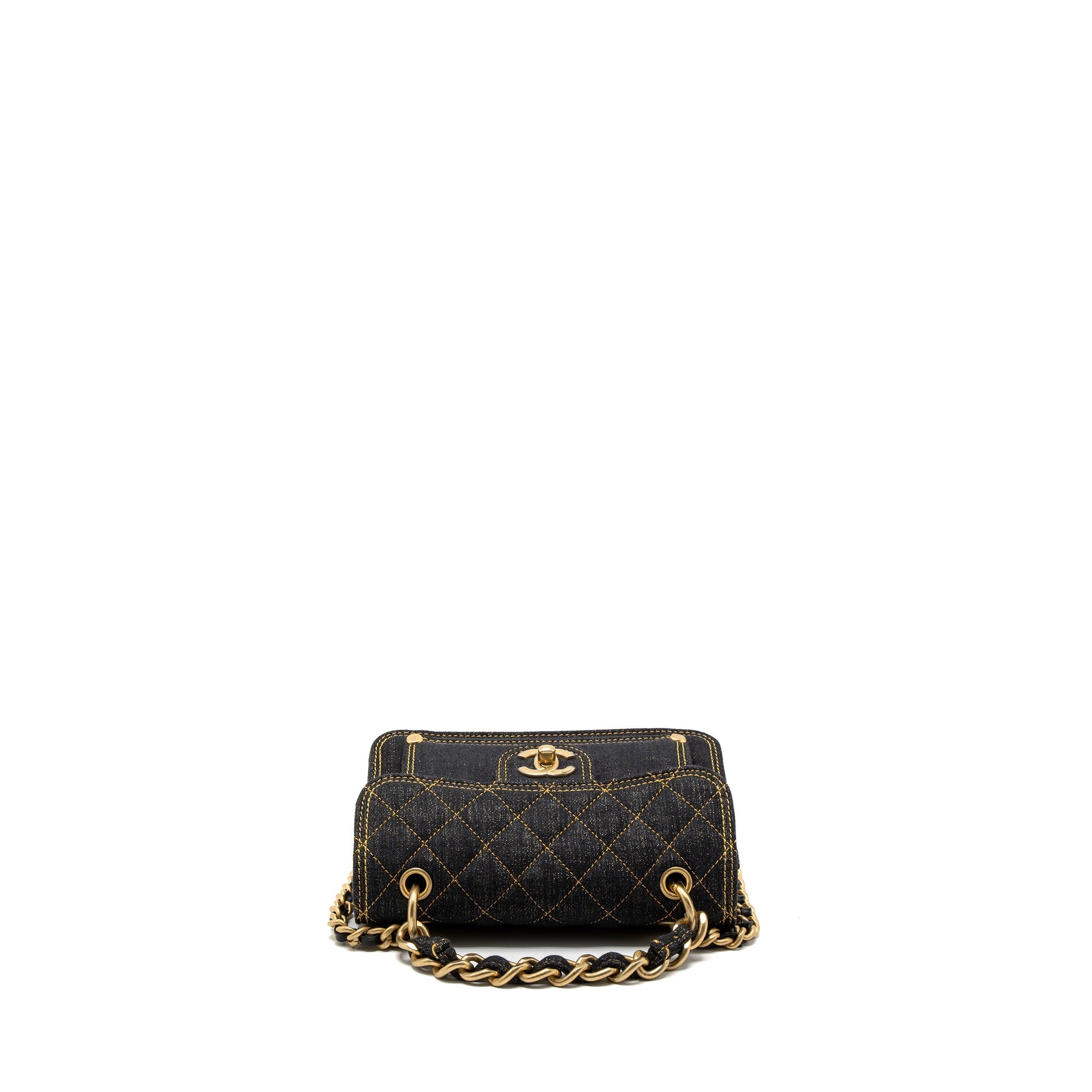 CHANEL 23S FLAP BAG DENIM DARK BLUE BRUSHED GHW (MICROCHIP)
