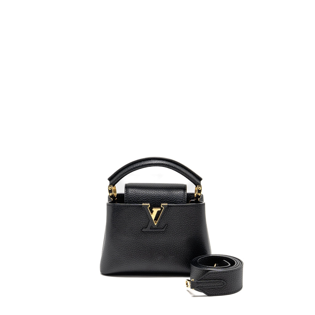 LOUIS VUITTON CAPUCINES MINI TAURILLON BLACK GHW