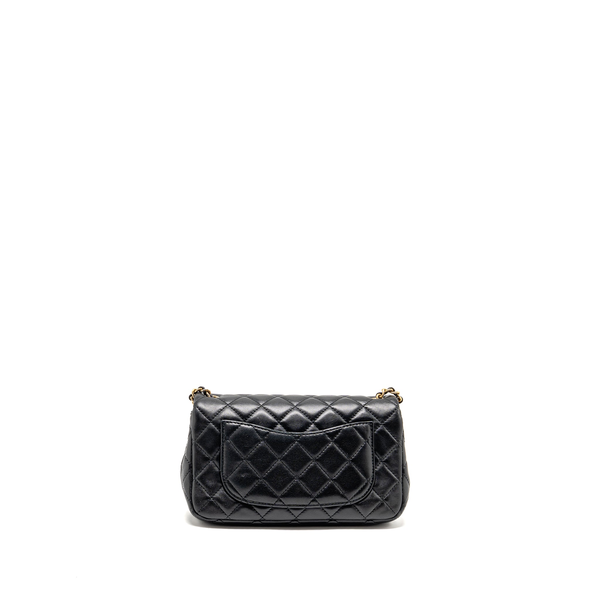 CHANEL PEARL CRUSH MINI RECTANGULAR FLAP BAG LAMBSKIN BLACK GHW