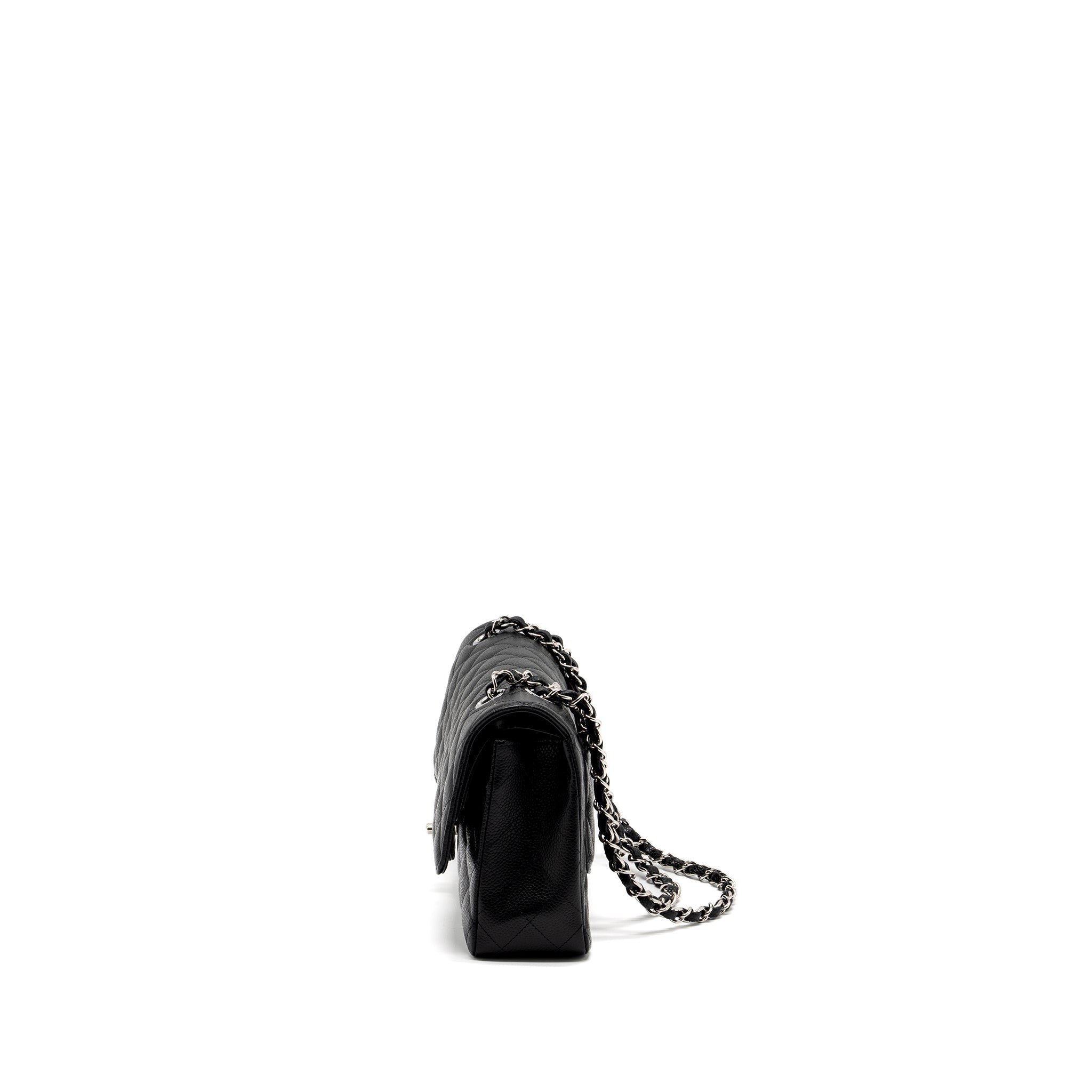 CHANEL MEDIUM CLASSIC DOUBLE FLAP BAG CAVIAR BLACK SHW