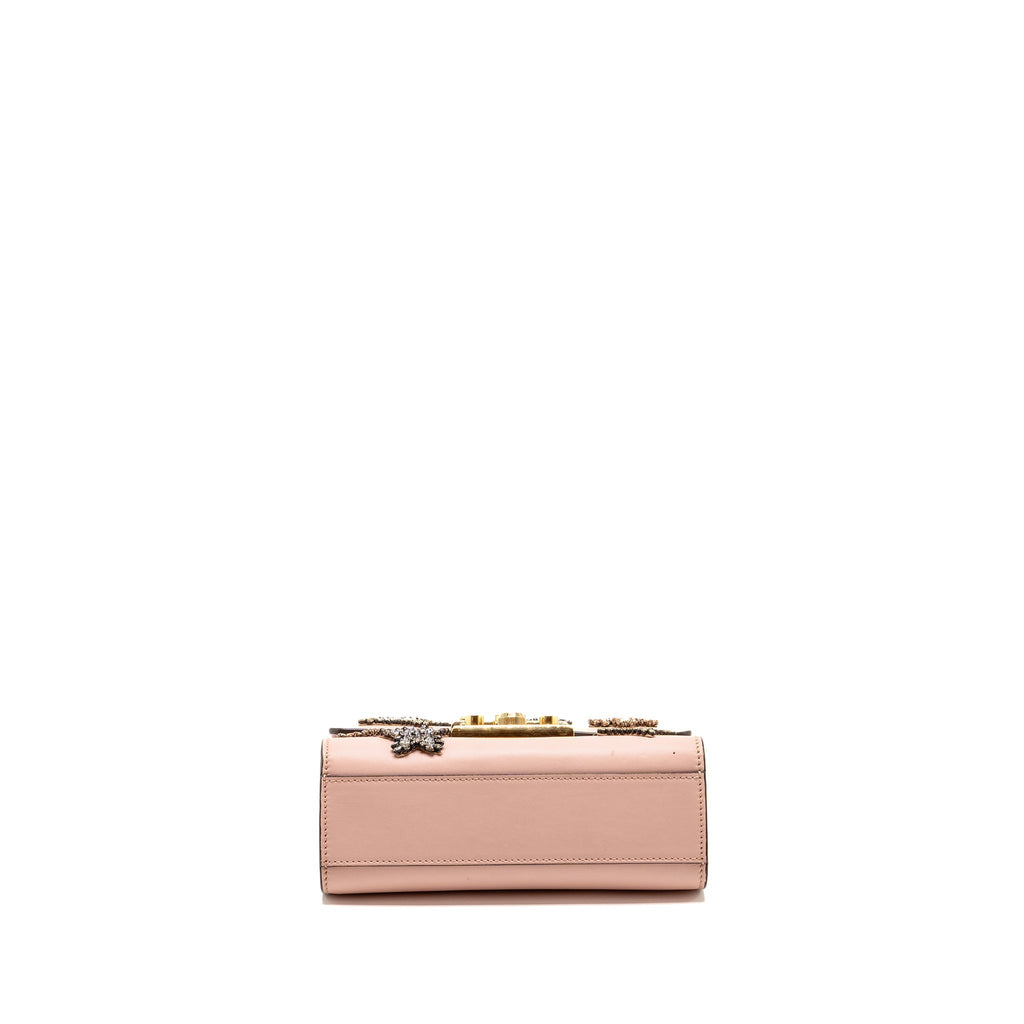 GUCCI PADLOCK CHAIN BAG CRYSTAL STARS CALFSKIN PINK GHW