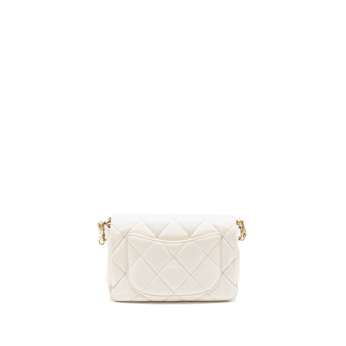 CHANEL 23S COCO LOVE SMALL FLAP BAG LAMBSKIN WHITE GHW (MICROCHIP)