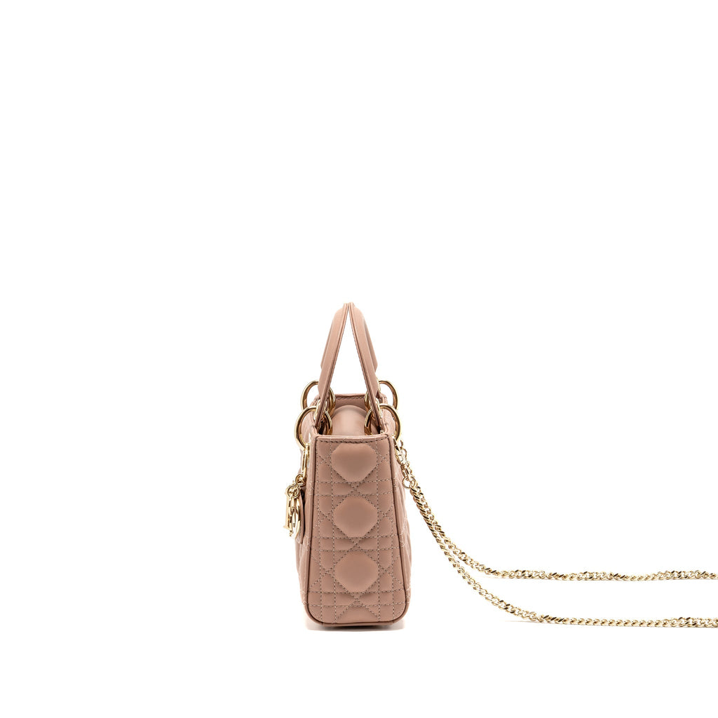 DIOR MINI LADY DIOR LAMBSKIN BLUSH LGHW