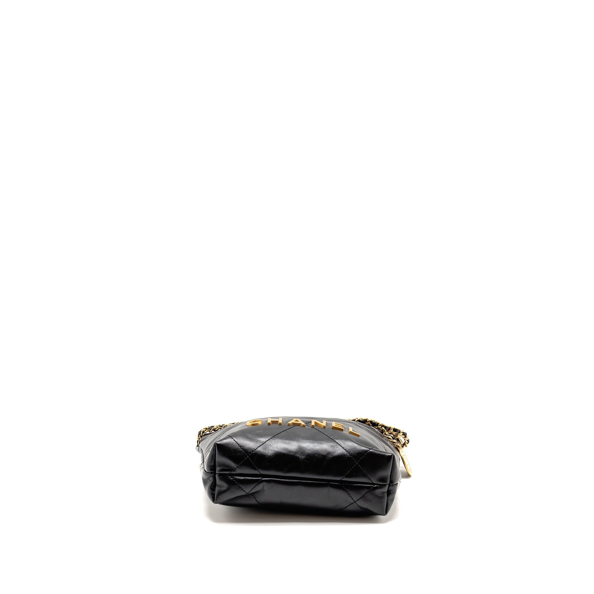 CHANEL MINI 22 BAG CALFSKIN BLACK GHW (MICROCHIP)