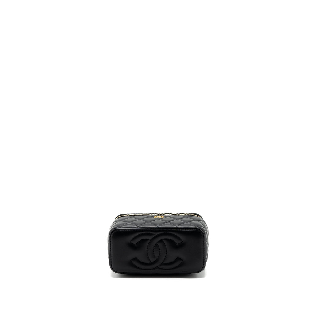 CHANEL PEARL CRUSH LONG VANITY LAMBSKIN BLACK GHW (MICROCHIP)