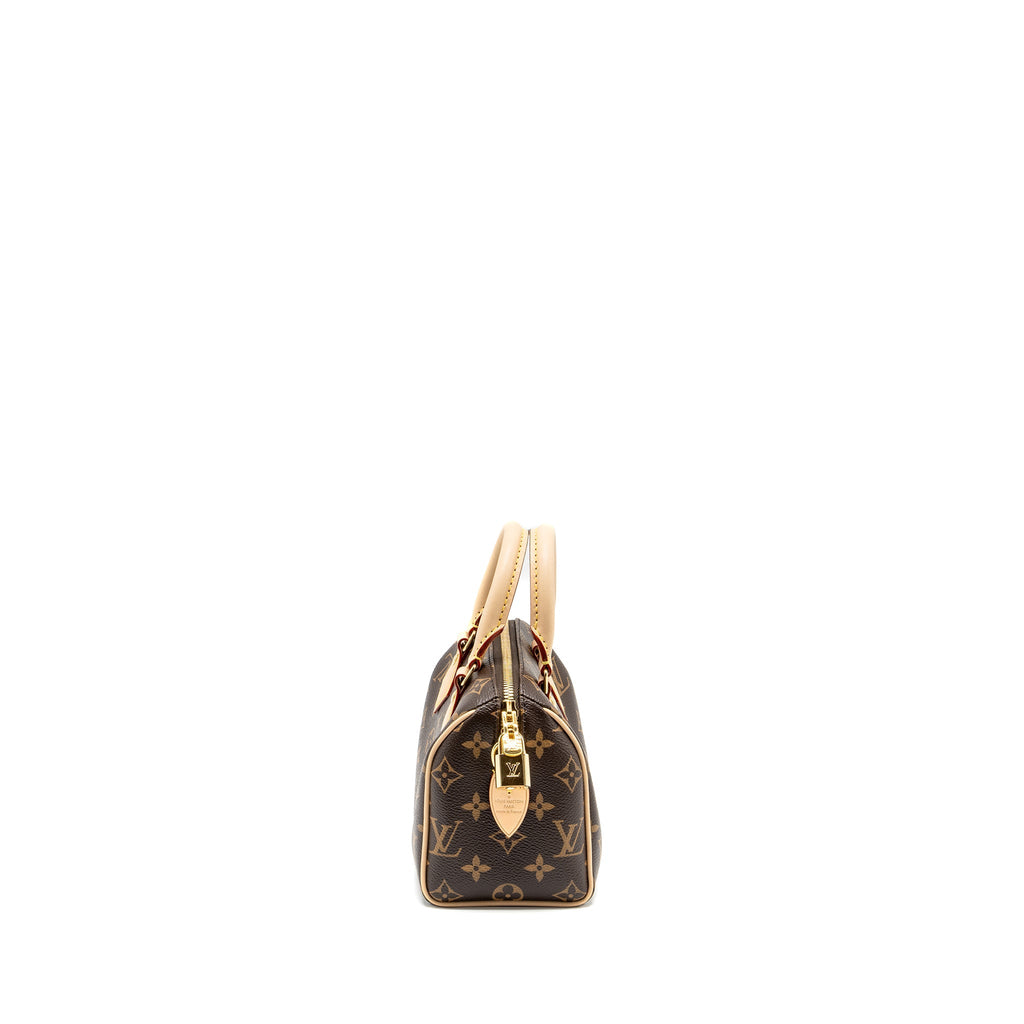 LOUIS VUITTON SPEEDY BANDOULIERE 20 MONOGRAM CANVAS BLACK STRAP GHW