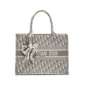 DIOR MEIDUM BOOK TOTE DIOR OBLIQUE EMBROIDERY CANVAS ECRU/GREY