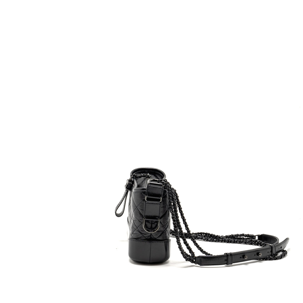CHANEL SMALL GABRIELLE HOBO BAG AGED CALFSKIN SO BLACK