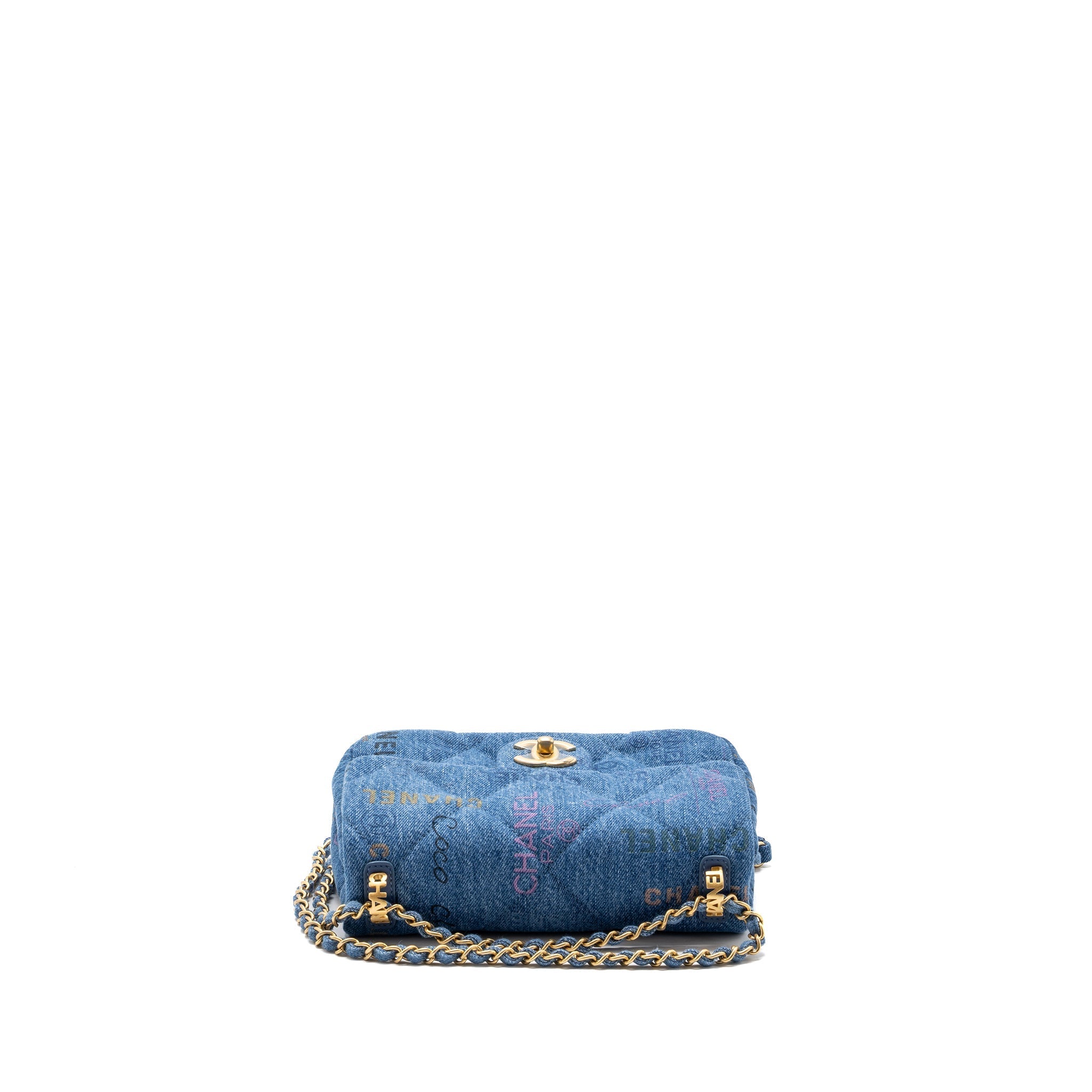 CHANEL 22P SMALL FLAP BAG DENIM BLUE GHW (MICROCHIP)
