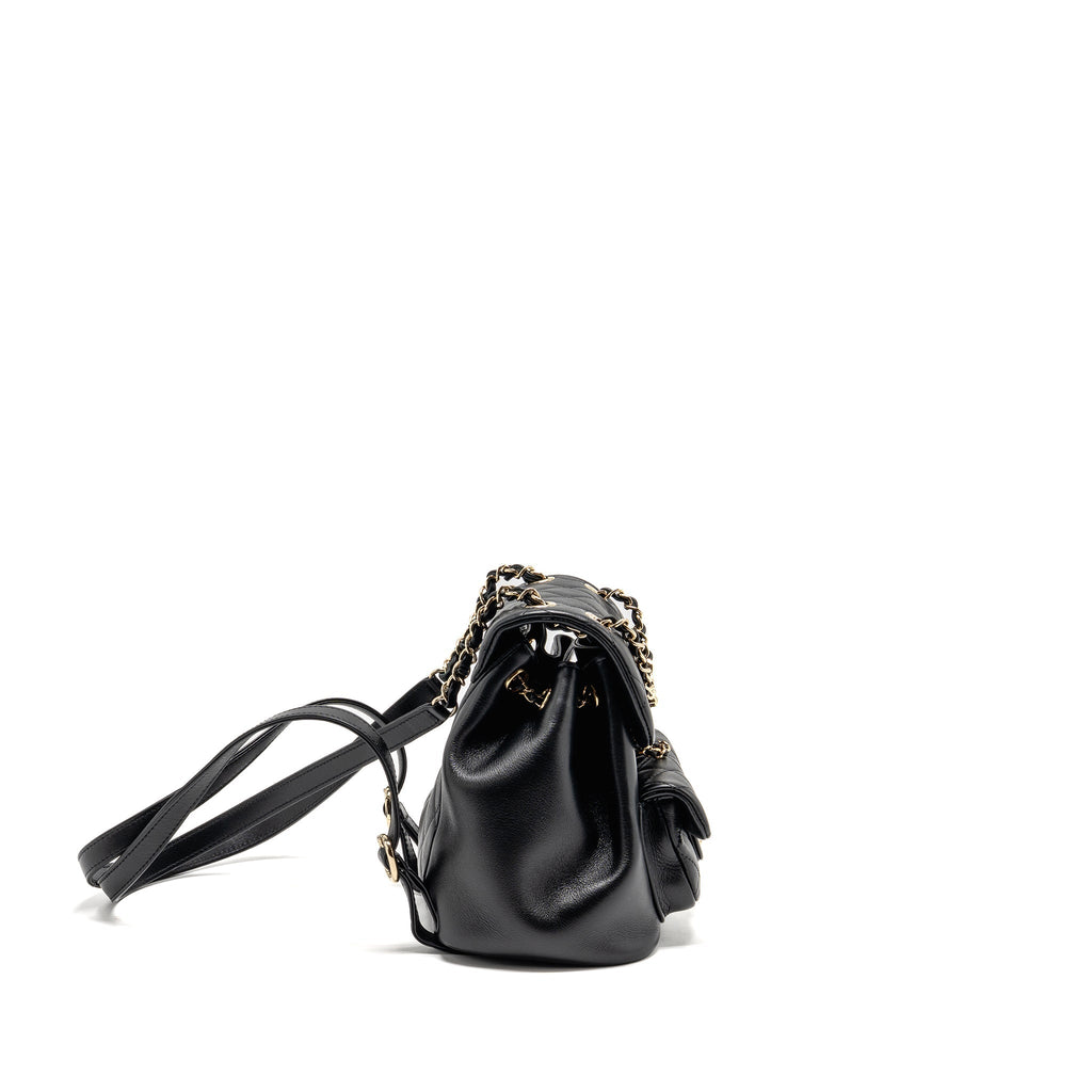 CHANEL MINI DUMA BACKPACK CALFSKIN BLACK LGHW (MICROCHIP)