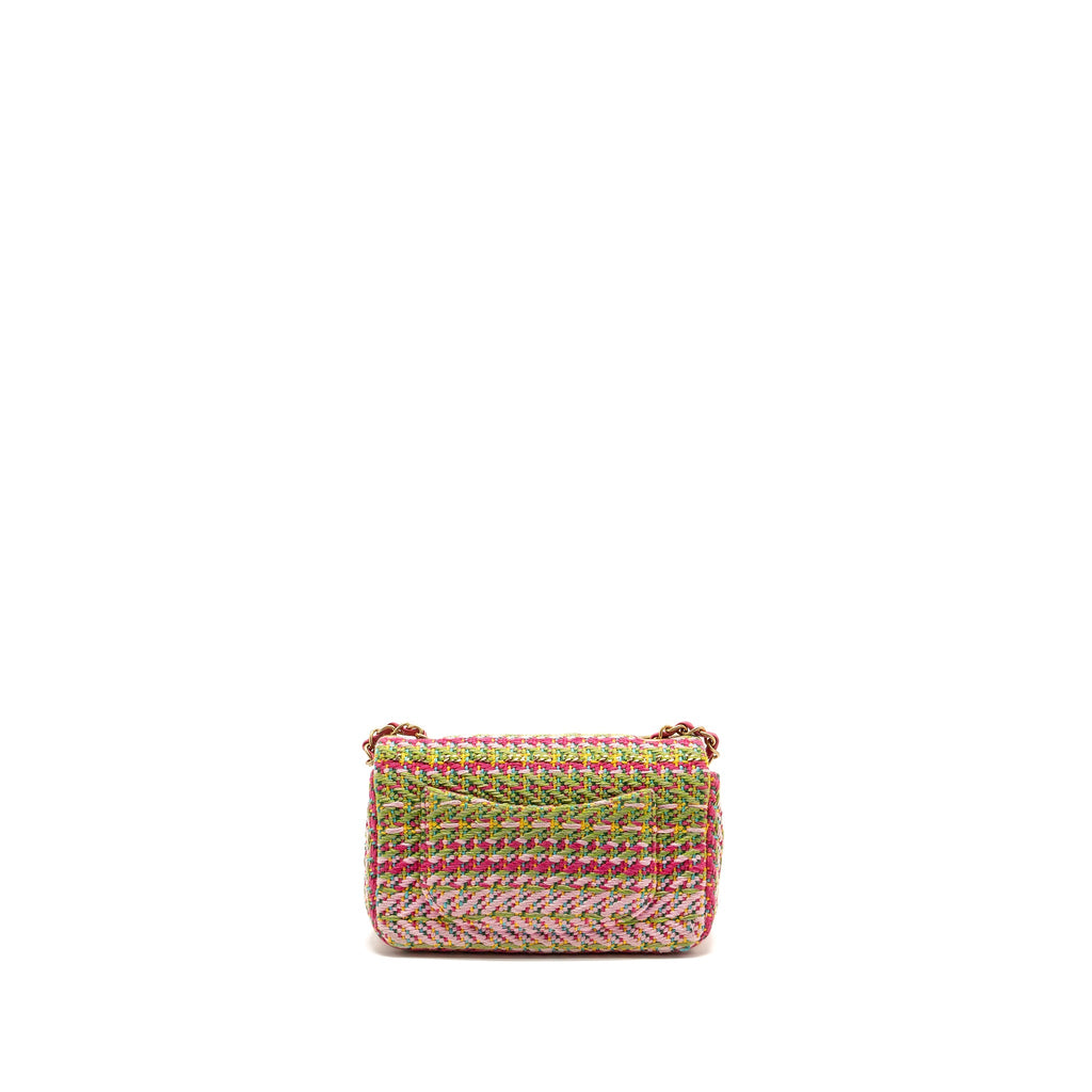 CHANEL 21C MINI RECTANGULAR FLAP BAG TWEED MULTICOLOUR GHW