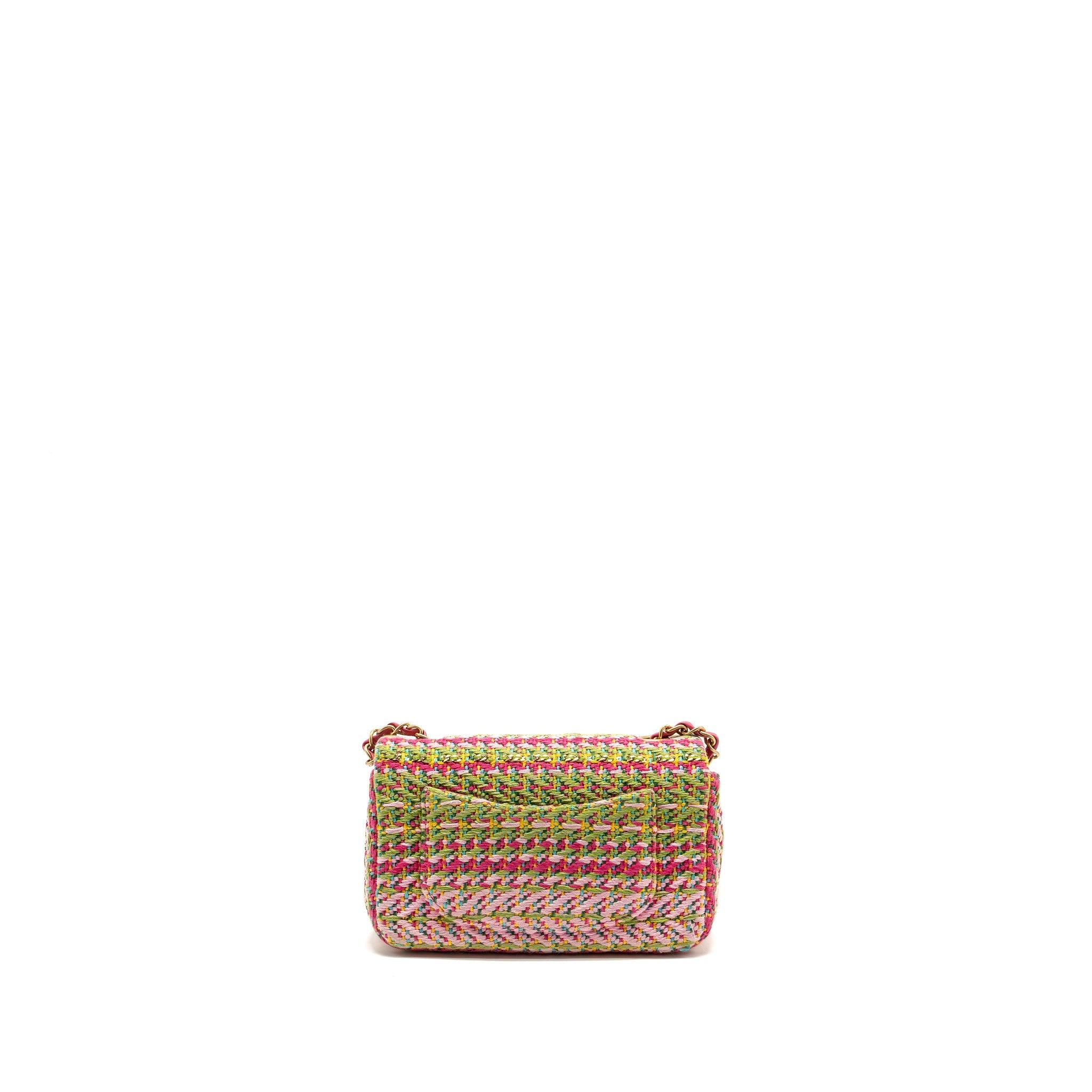 CHANEL 21C MINI RECTANGULAR FLAP BAG TWEED MULTICOLOUR GHW