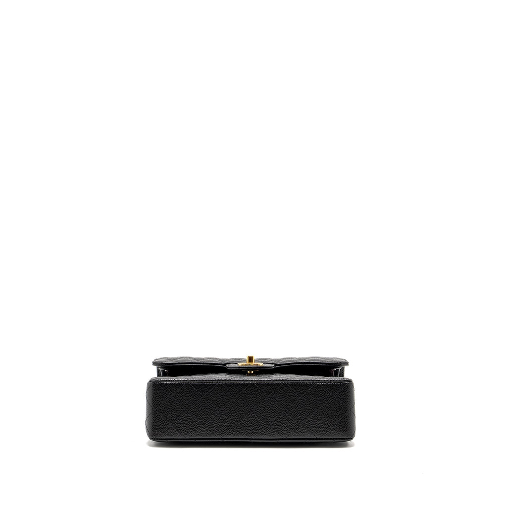 CHANEL SMALL CLASSIC DOUBLE FLAP BAG CAVIAR BLACK GHW (MICROCHIP)