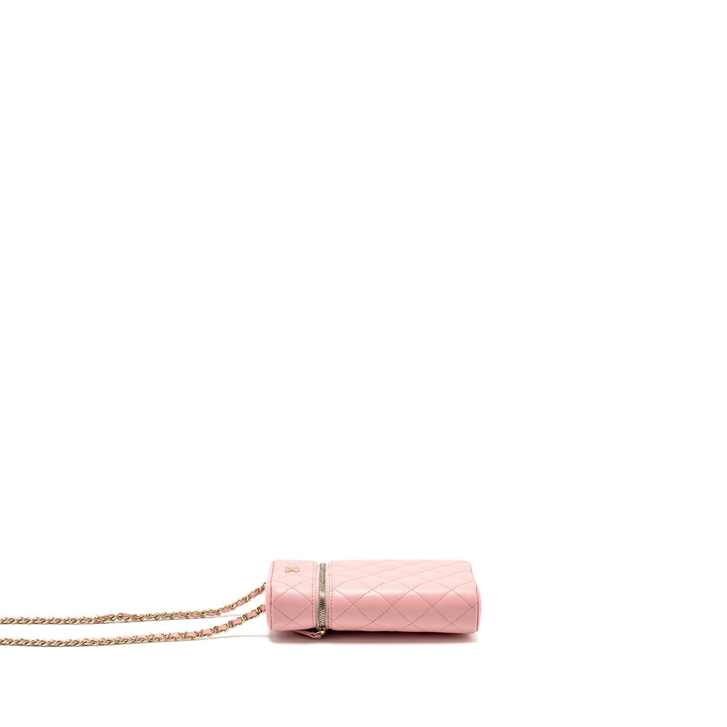 CHANEL VANITY PHONE HOLDER WITH CHAIN CAVIAR PINK LGHW