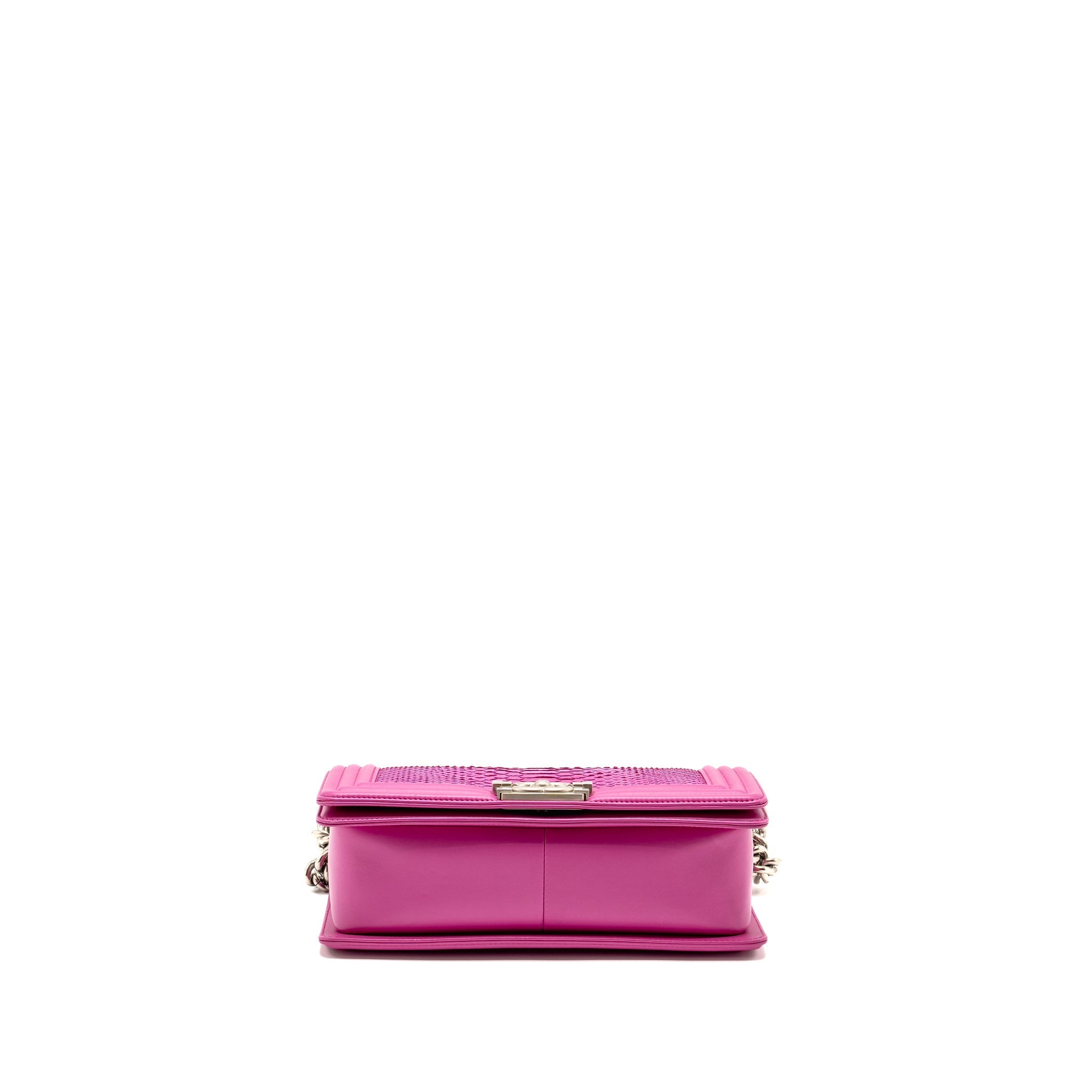 CHANEL MEDIUM BOY FLAP BAG PYTHON PINK BRUSHED SHW