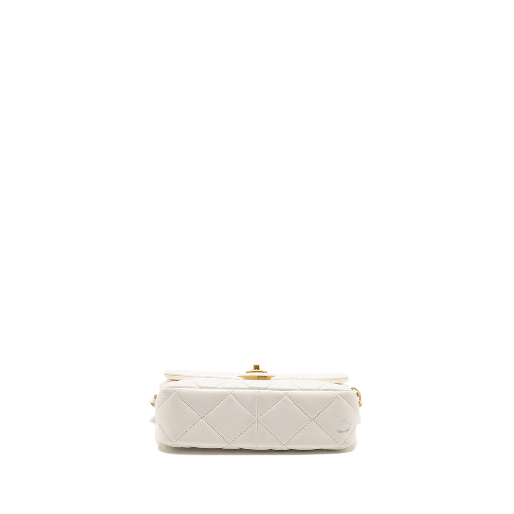 CHANEL 23S COCO LOVE SMALL FLAP BAG LAMBSKIN WHITE GHW (MICROCHIP)
