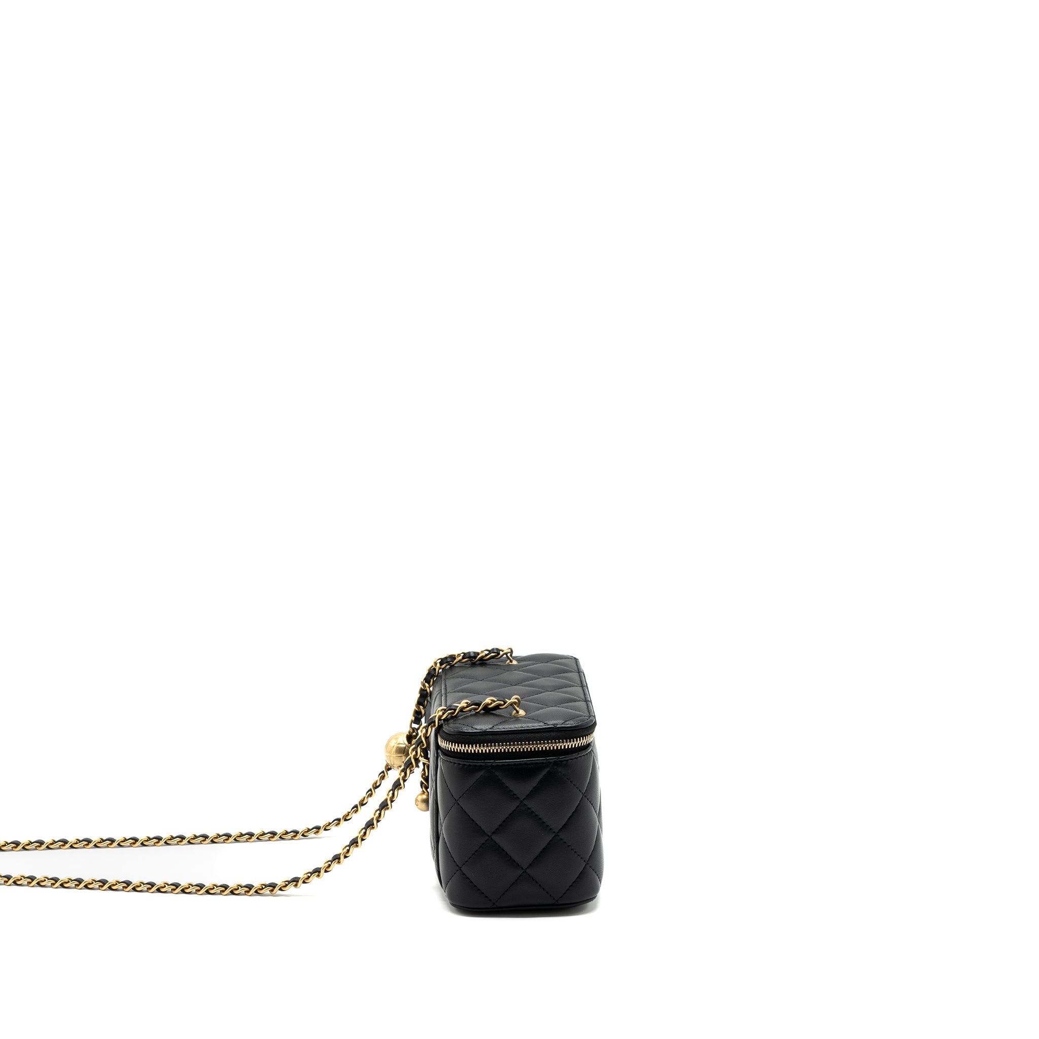 CHANEL PEARL CRUSH LONG VANITY LAMBSKIN BLACK GHW (MICROCHIP)