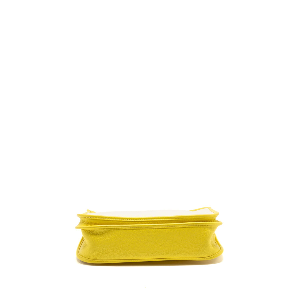 HERMES EVELYNE 29 BAG CANVAS/CLEMENCE ECRU-CITRON/LIME SHW