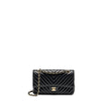CHANEL MEDIUM CLASSIC DOUBLE FLAP BAG CHEVRON LAMBSKIN BLACK LGHW