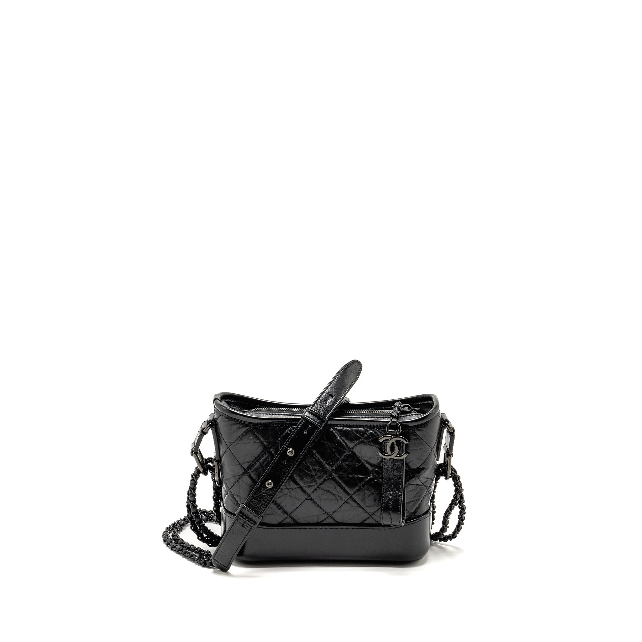 CHANEL SMALL GABRIELLE HOBO BAG AGED CALFSKIN SO BLACK