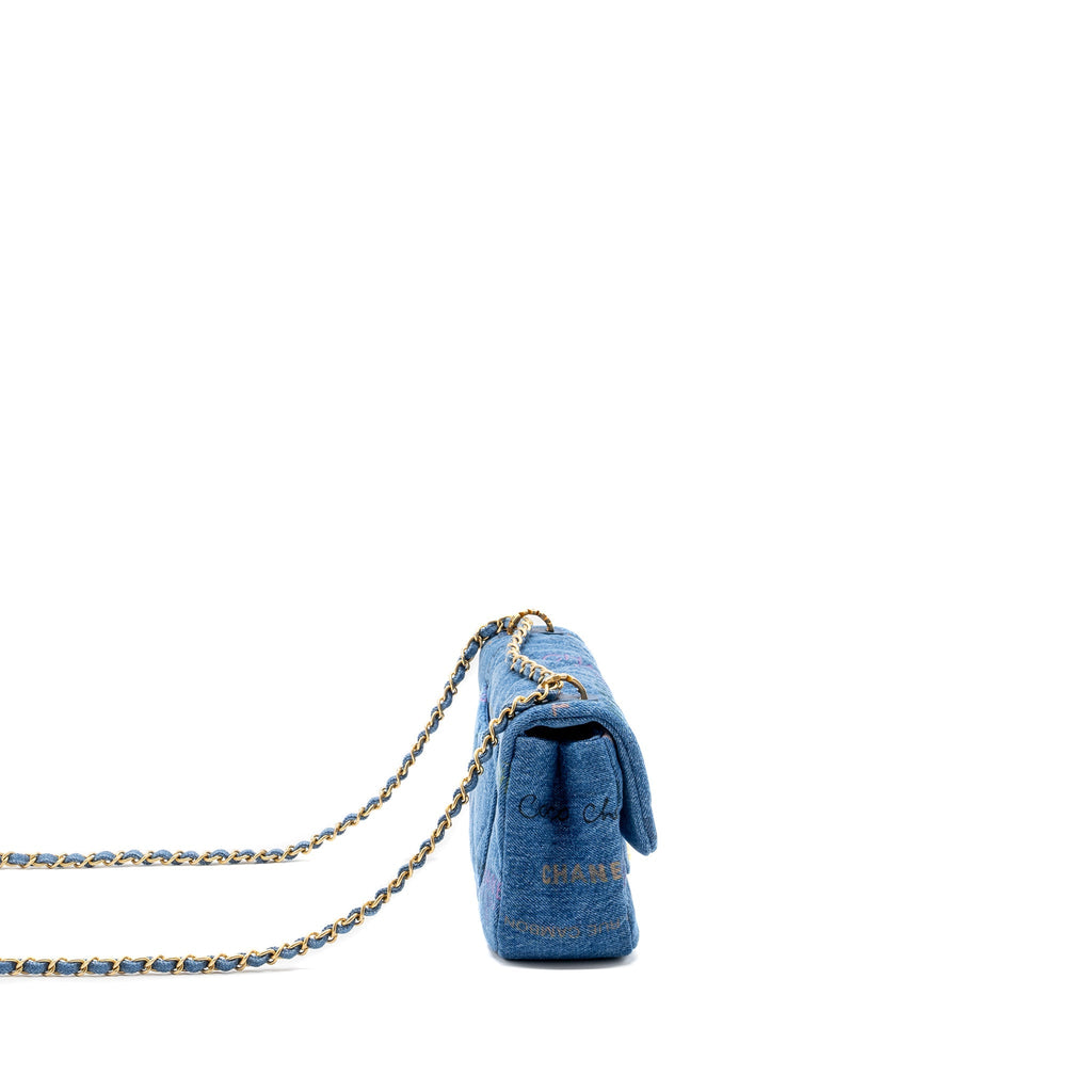 CHANEL 22P SMALL FLAP BAG DENIM BLUE GHW (MICROCHIP)