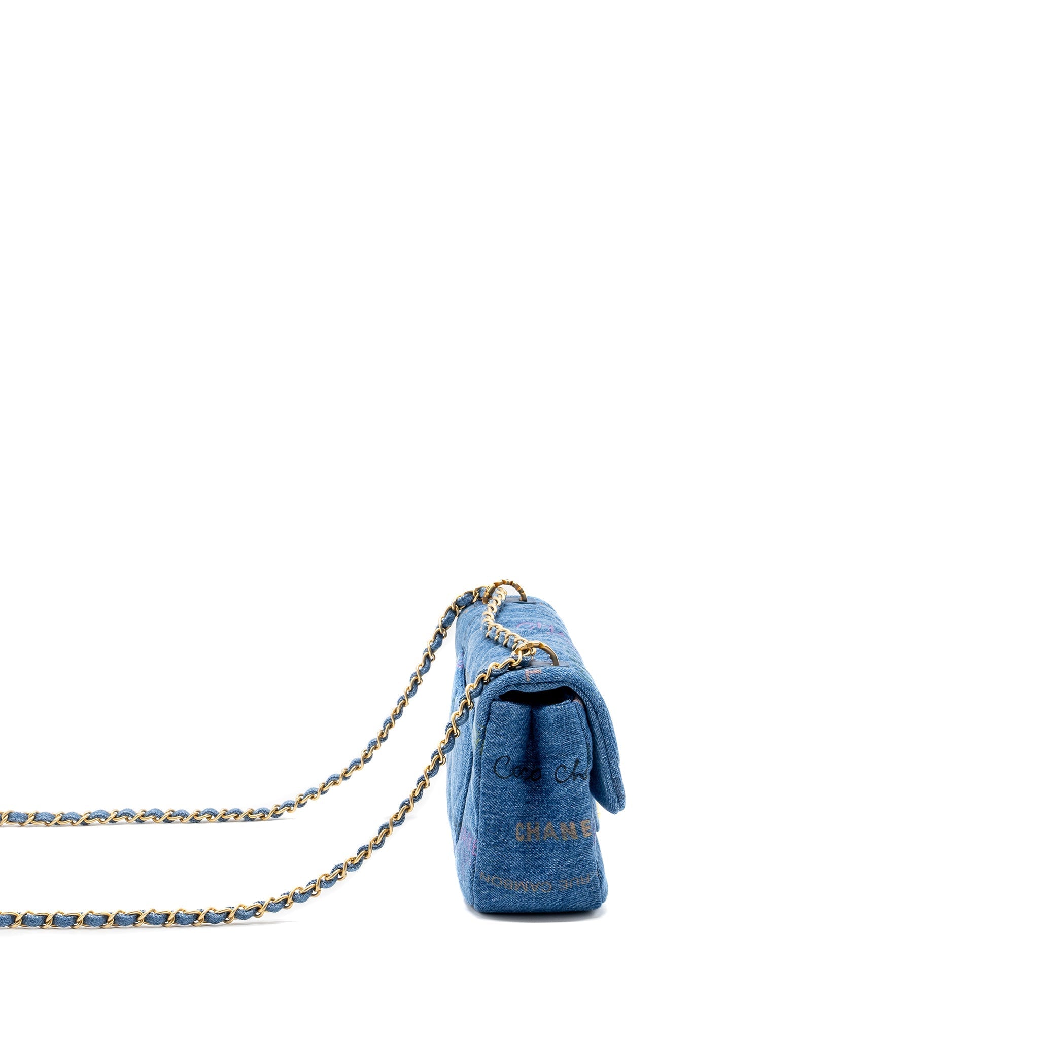 CHANEL 22P SMALL FLAP BAG DENIM BLUE GHW (MICROCHIP)