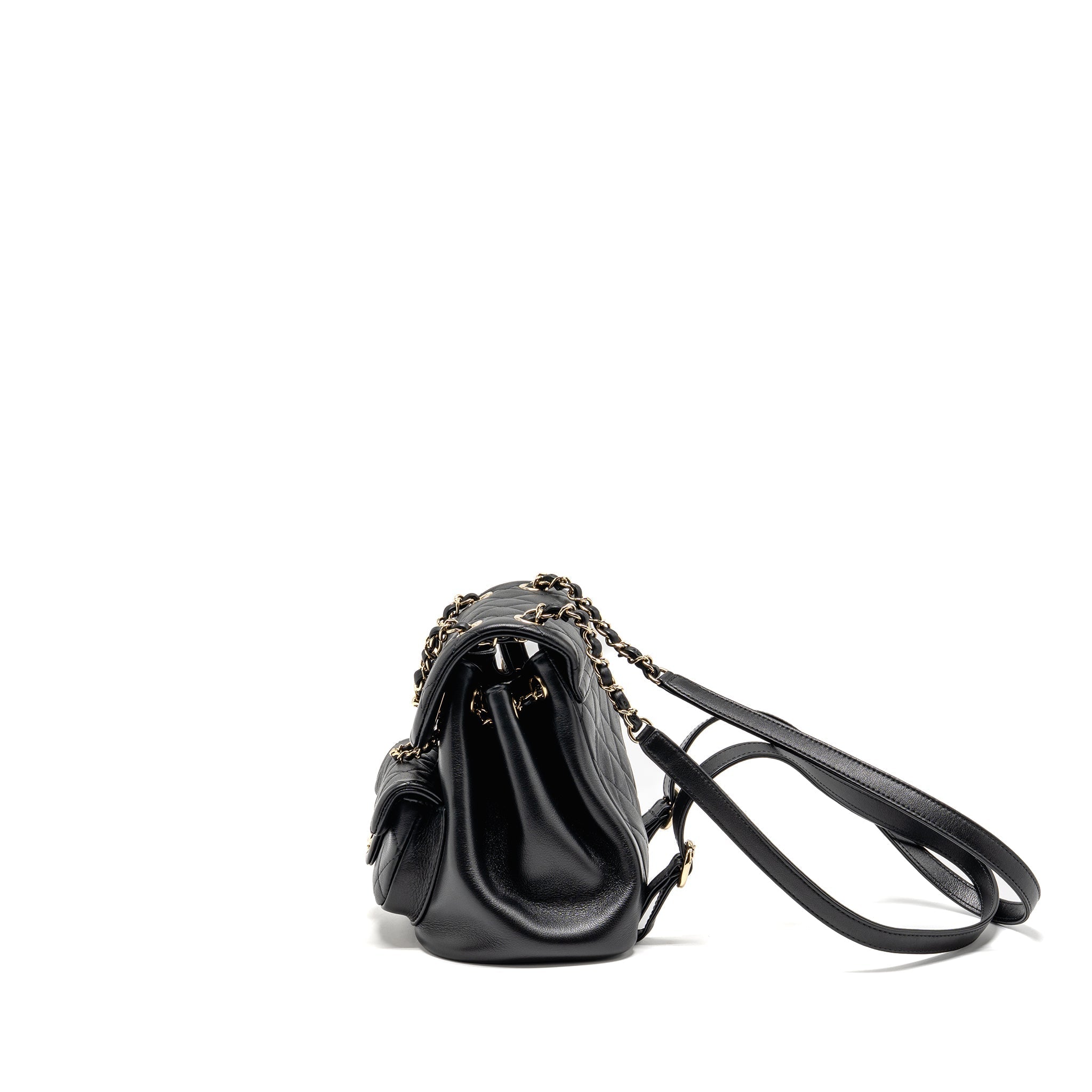CHANEL MINI DUMA BACKPACK CALFSKIN BLACK LGHW (MICROCHIP)