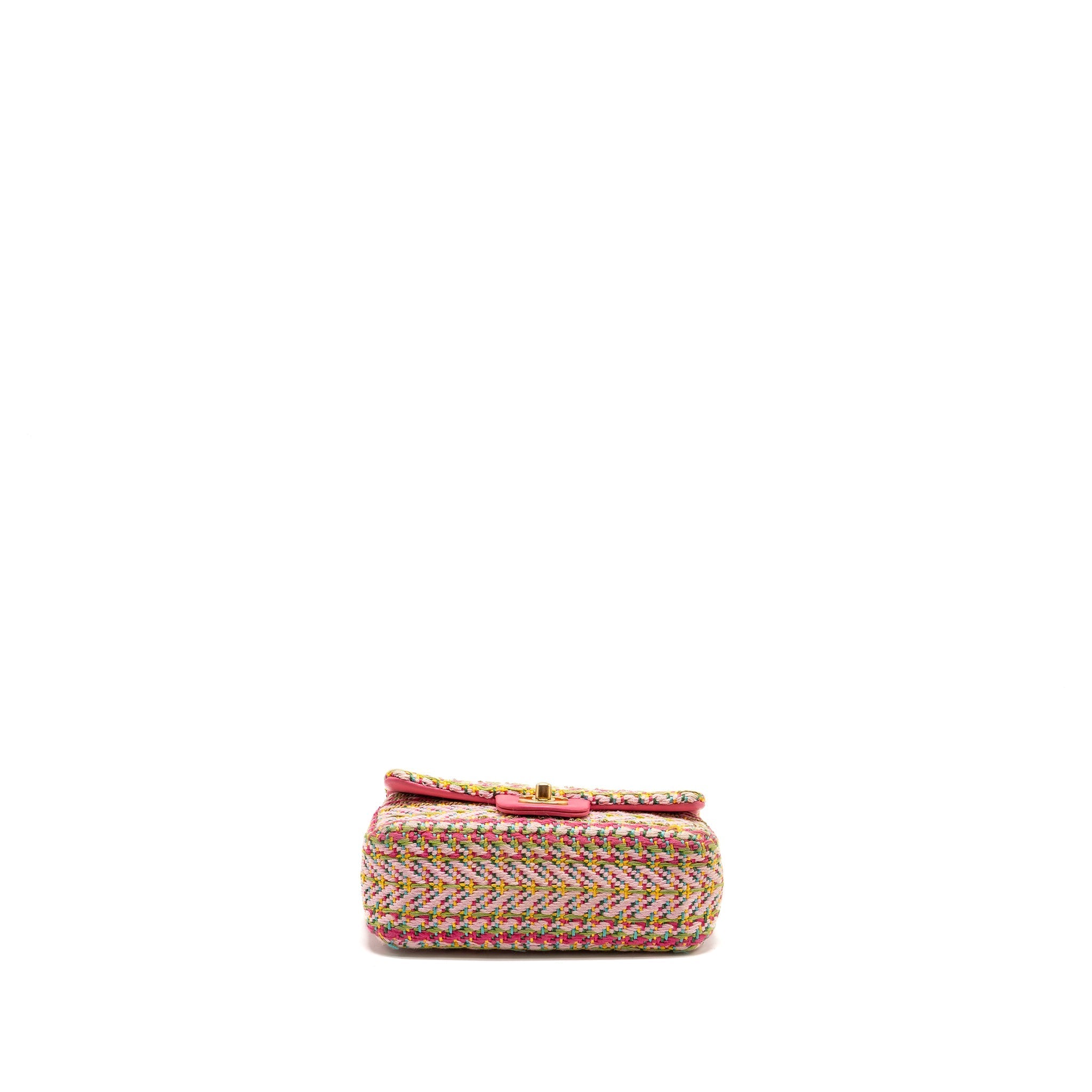 CHANEL 21C MINI RECTANGULAR FLAP BAG TWEED MULTICOLOUR GHW