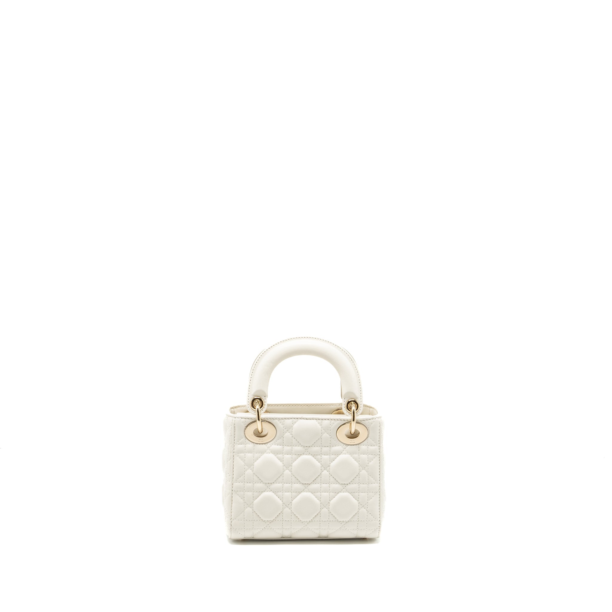 DIOR MINI LADY DIOR LAMBSKIN WHITE LGHW