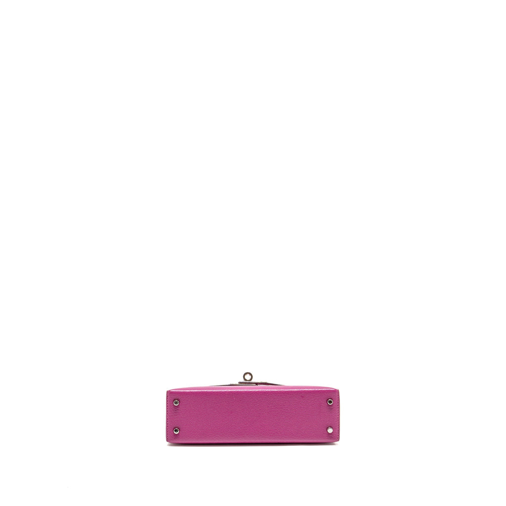 HERMES MINI KELLY CHÈVRE MYSORE ROSE POURPRE SHW