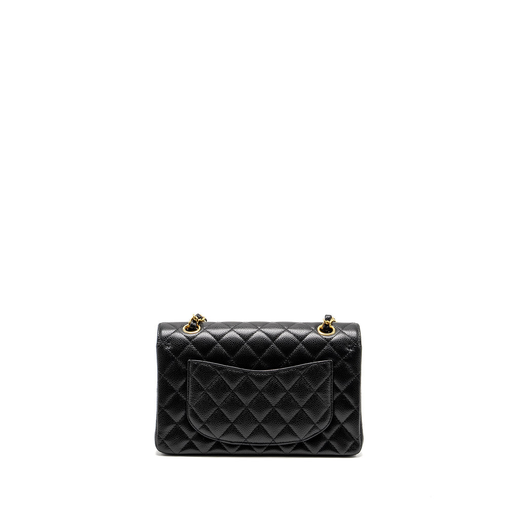 CHANEL SMALL CLASSIC DOUBLE FLAP BAG CAVIAR BLACK GHW (MICROCHIP)