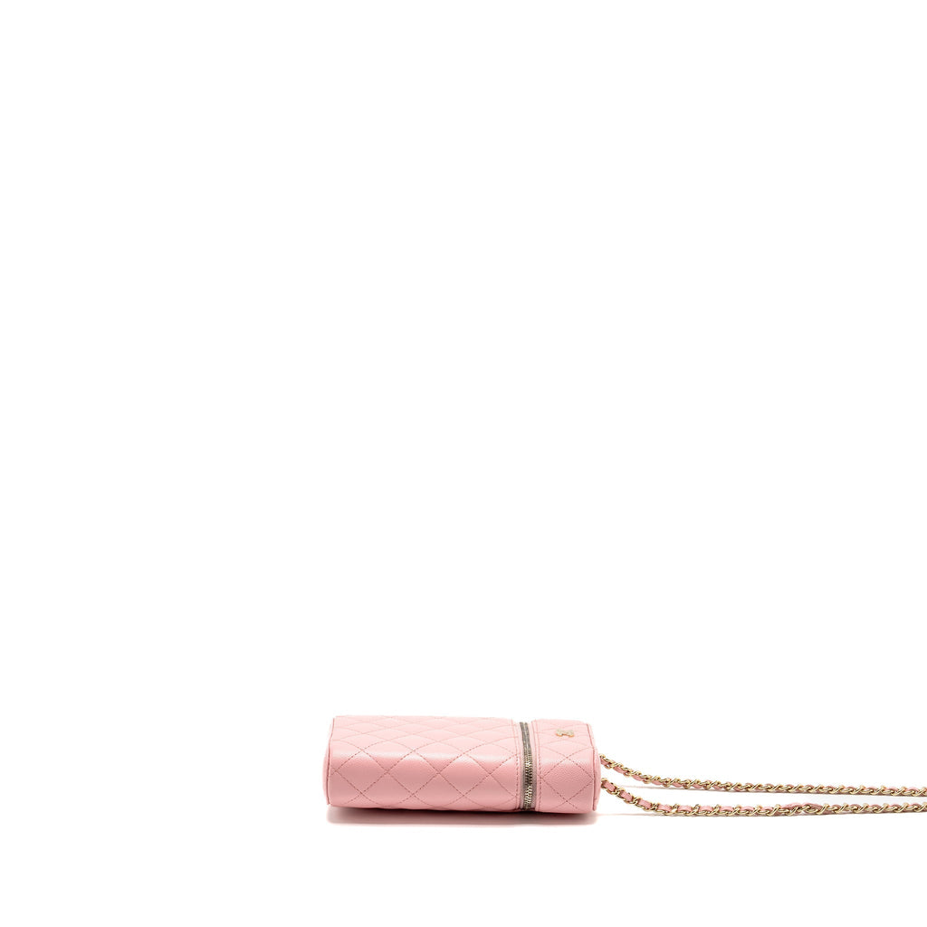 CHANEL VANITY PHONE HOLDER WITH CHAIN CAVIAR PINK LGHW