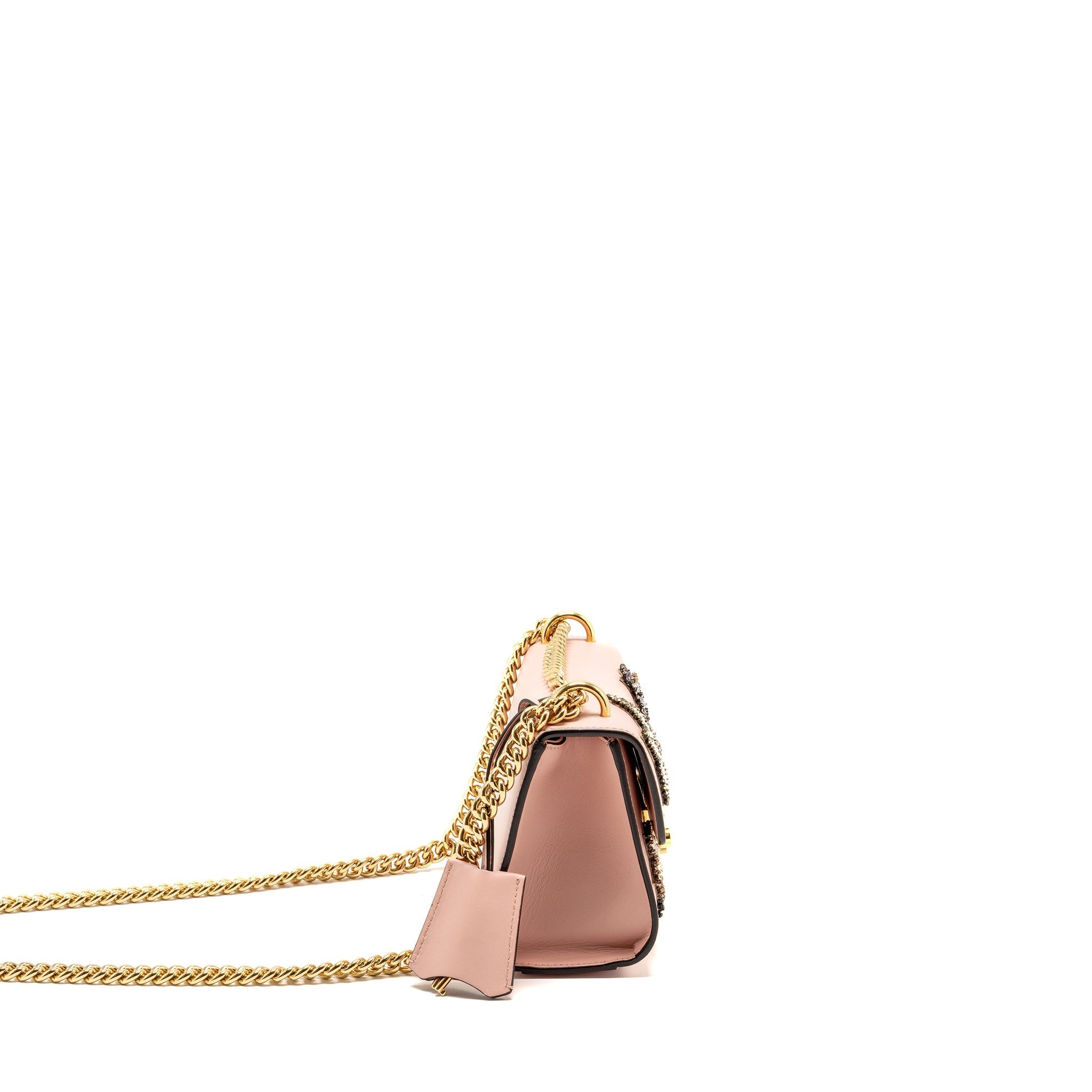 GUCCI PADLOCK CHAIN BAG CRYSTAL STARS CALFSKIN PINK GHW