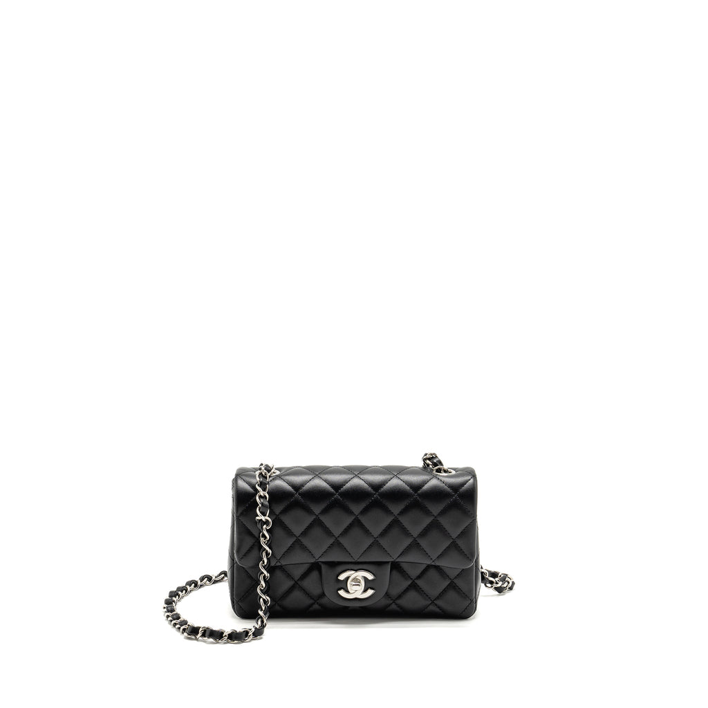 CHANEL MINI RECTANGULAR FLAP BAG LAMBSKIN BLACK SHW (MICROCHIP)