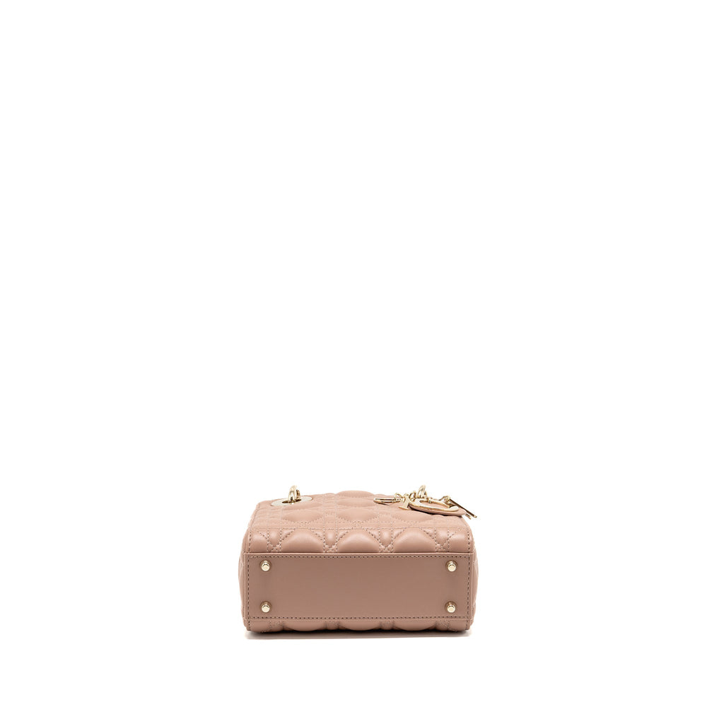 DIOR MINI LADY DIOR LAMBSKIN BLUSH LGHW