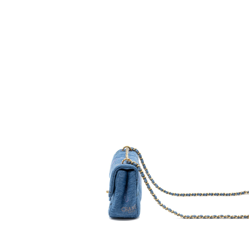 CHANEL 22P SMALL FLAP BAG DENIM BLUE GHW (MICROCHIP)