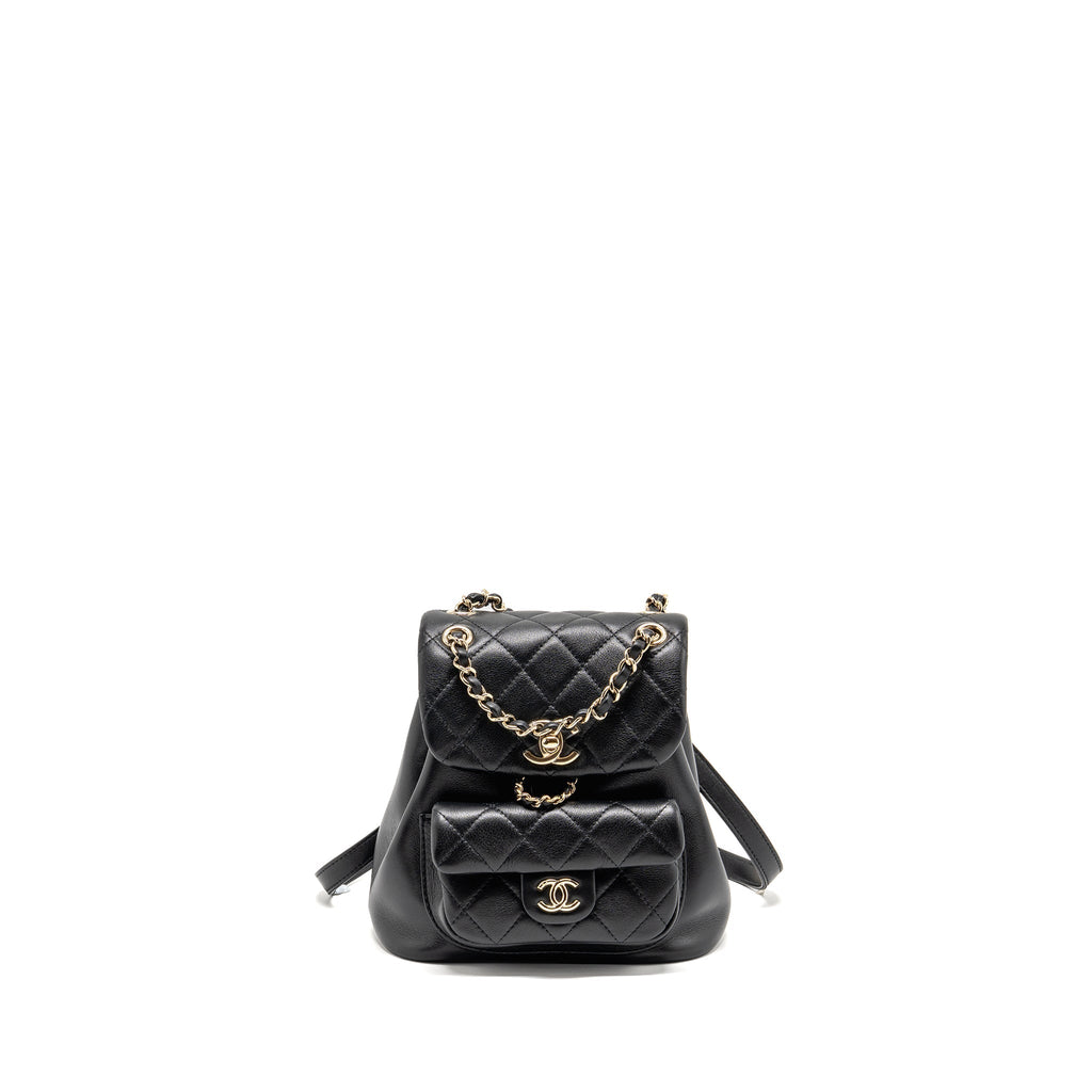 CHANEL MINI DUMA BACKPACK CALFSKIN BLACK LGHW (MICROCHIP)