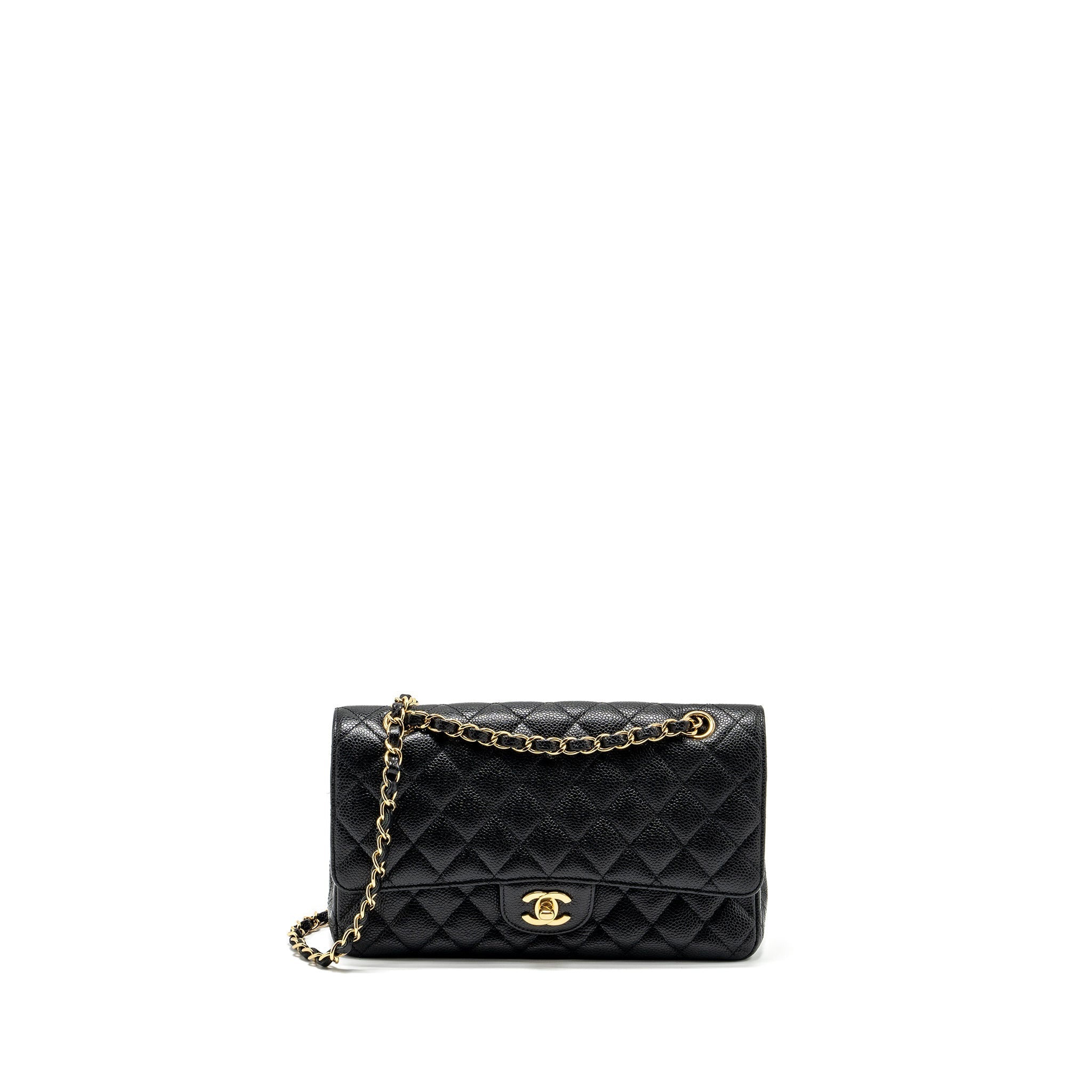 CHANEL MEDIUM CLASSIC DOUBLE FLAP BAG CAVIAR BLACK GHW