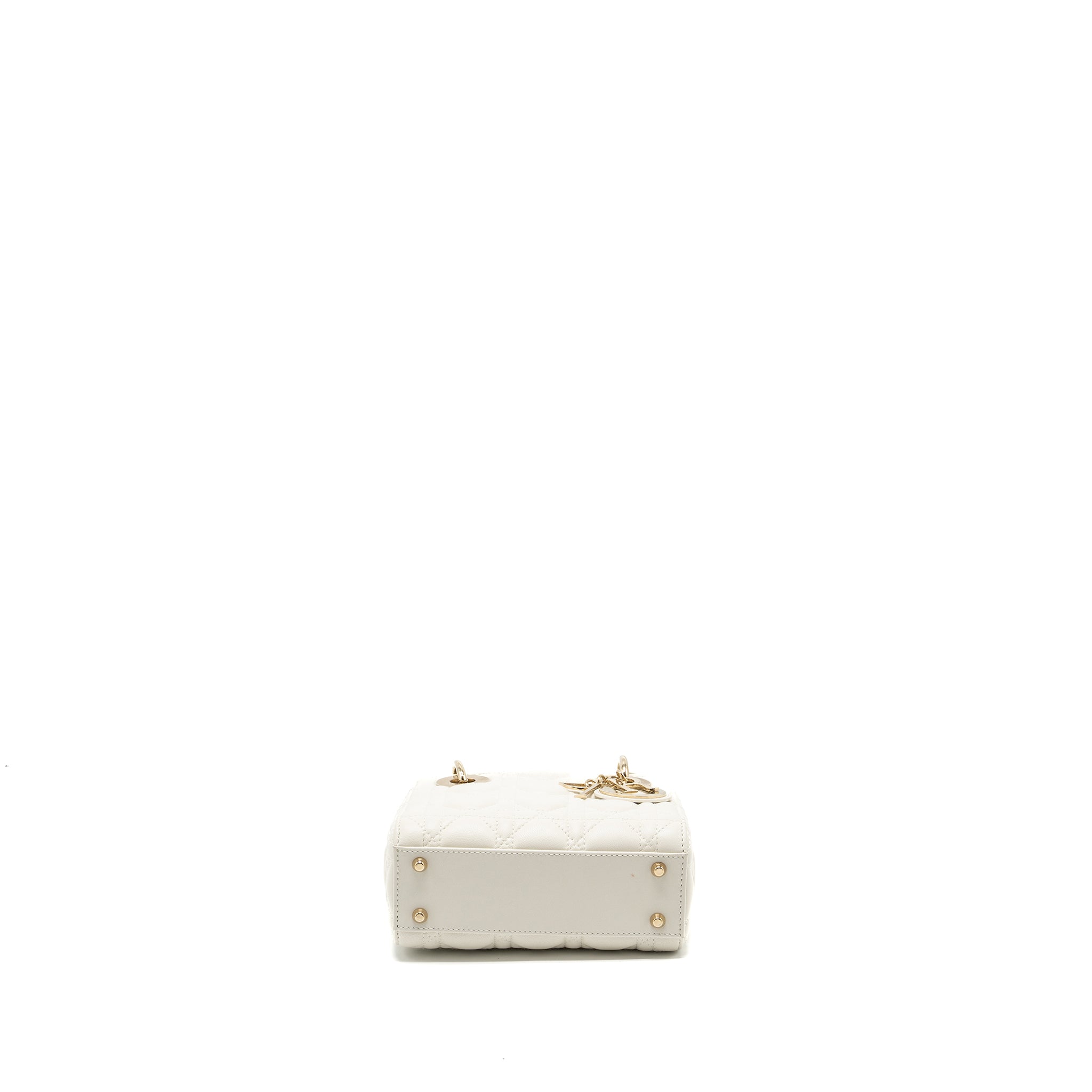 DIOR MINI LADY DIOR LAMBSKIN WHITE LGHW