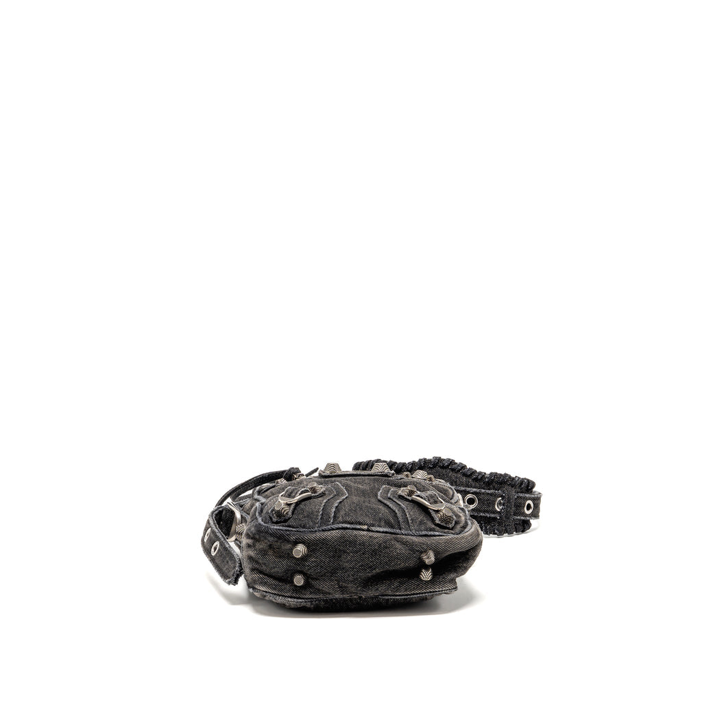 BALENCIAGA LE CAGOLE CROSSBODY BAG DENIM BLACK SHW