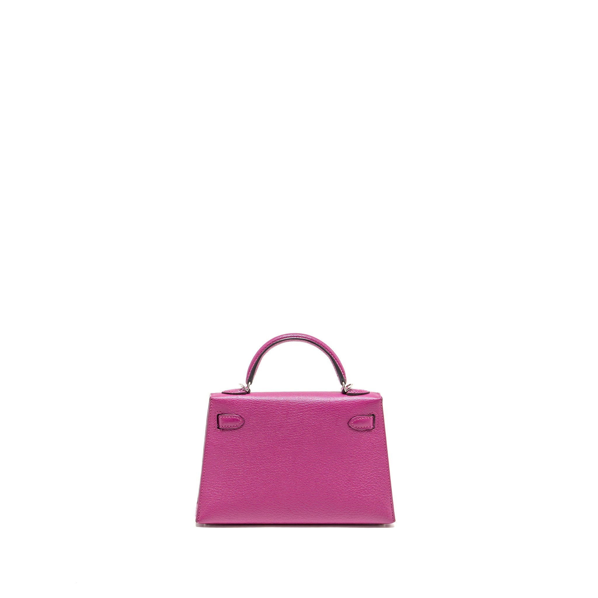 HERMES MINI KELLY CHÈVRE MYSORE ROSE POURPRE SHW