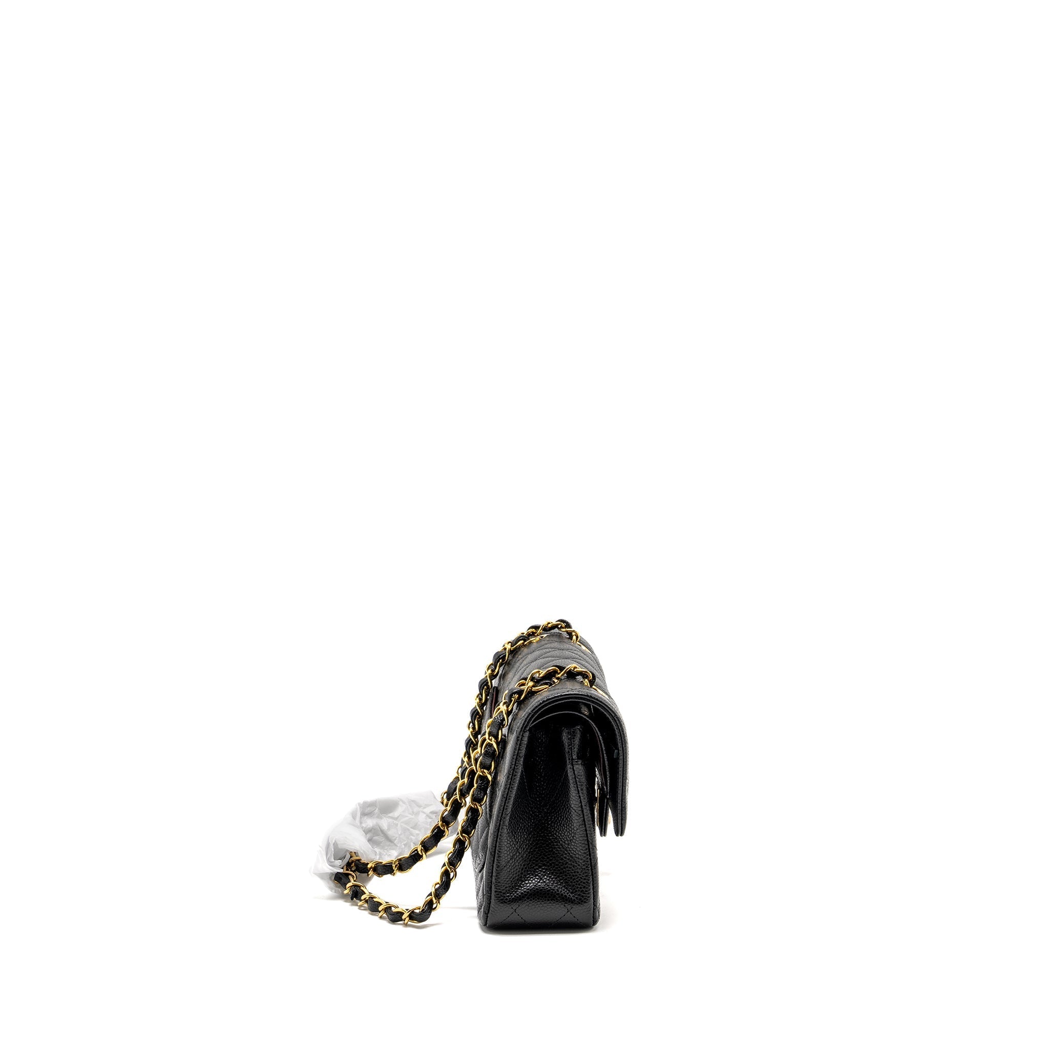 CHANEL SMALL CLASSIC DOUBLE FLAP BAG CAVIAR BLACK GHW (MICROCHIP)