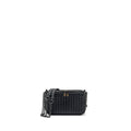 BOTTEGA VENETA SMALL ZIP CLUTCH WITH CHAIN LAMBSKIN BLACK RUTHENIUM HARDWARE