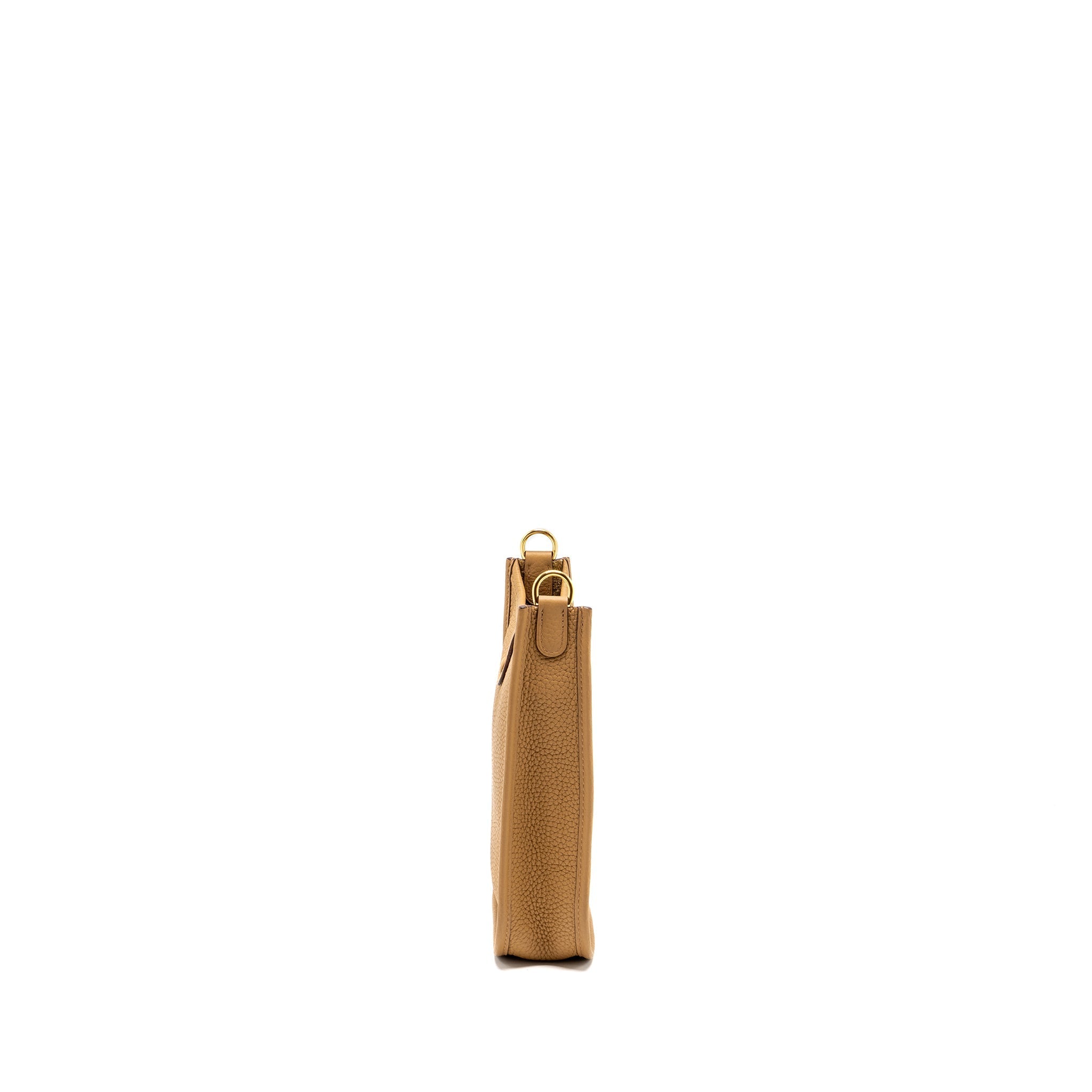 HERMES MINI EVELYNE CLEMENCE BISCUIT / CAMEL GHW