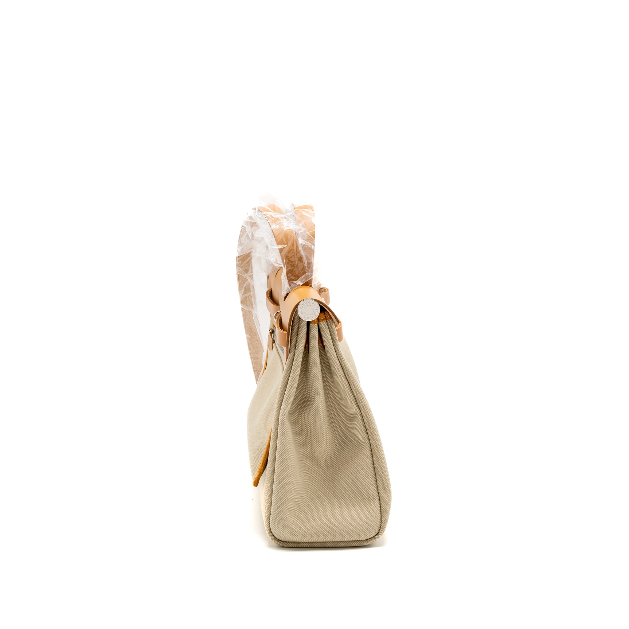 HERMES HERBAG 31 ZIP BAG CANVAS/VACHE HUNTER BETON/NATUREL SABLE SHW