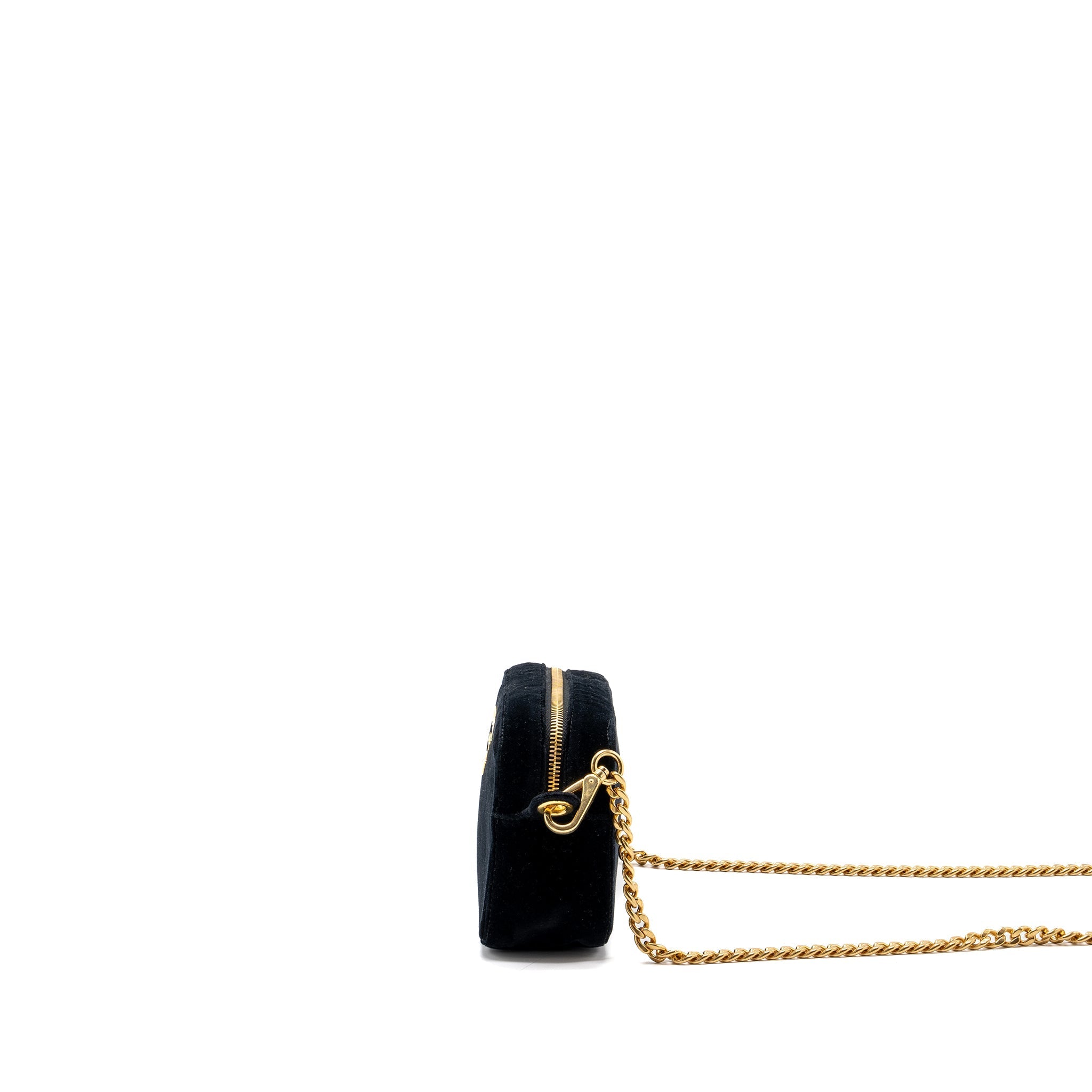 PRADA CAMERA BAG VELVET BLACK GHW