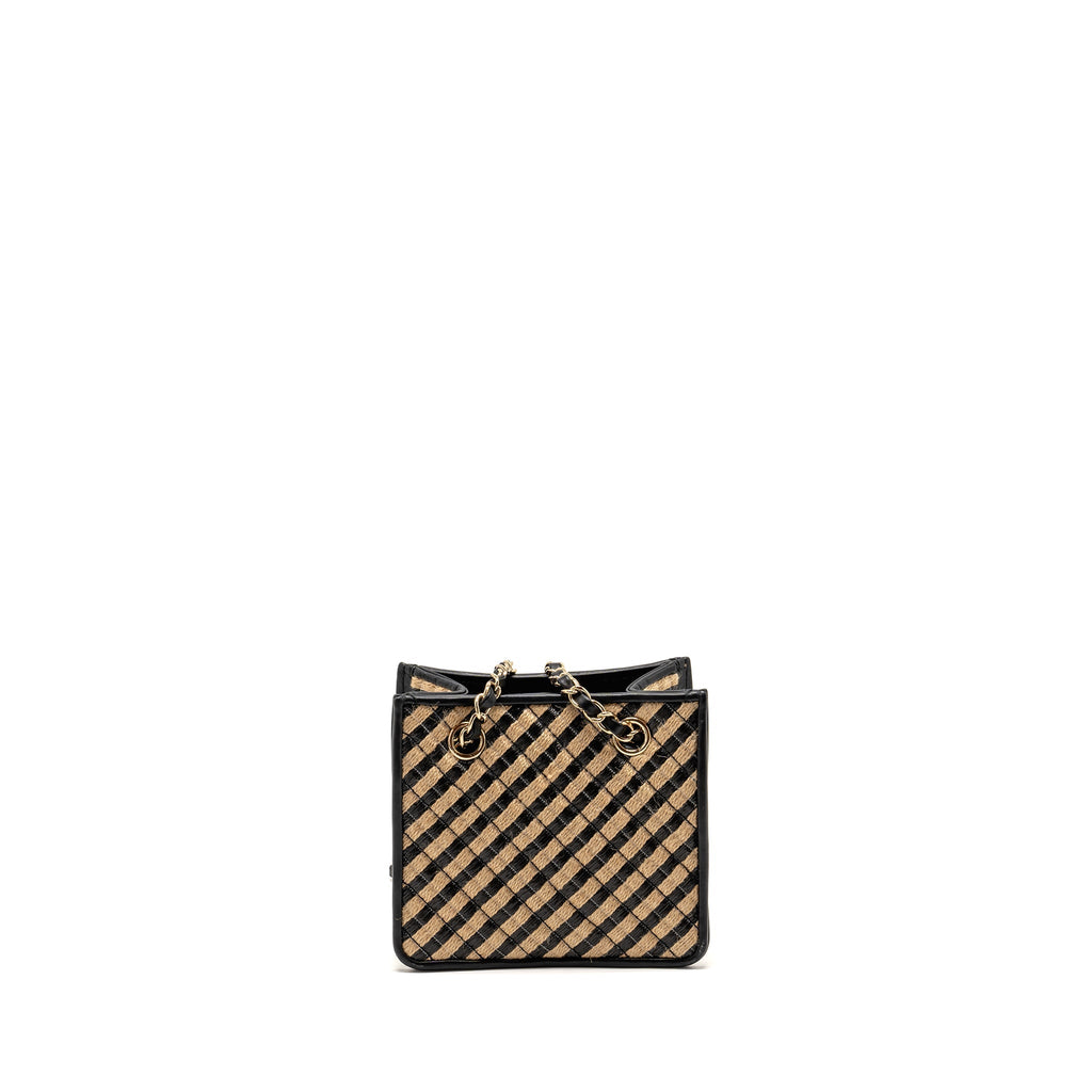 CHANEL URBAN JUNGLE BUCKET BAG RAFFIA/LEATHER BLACK/BEIGE LGHW